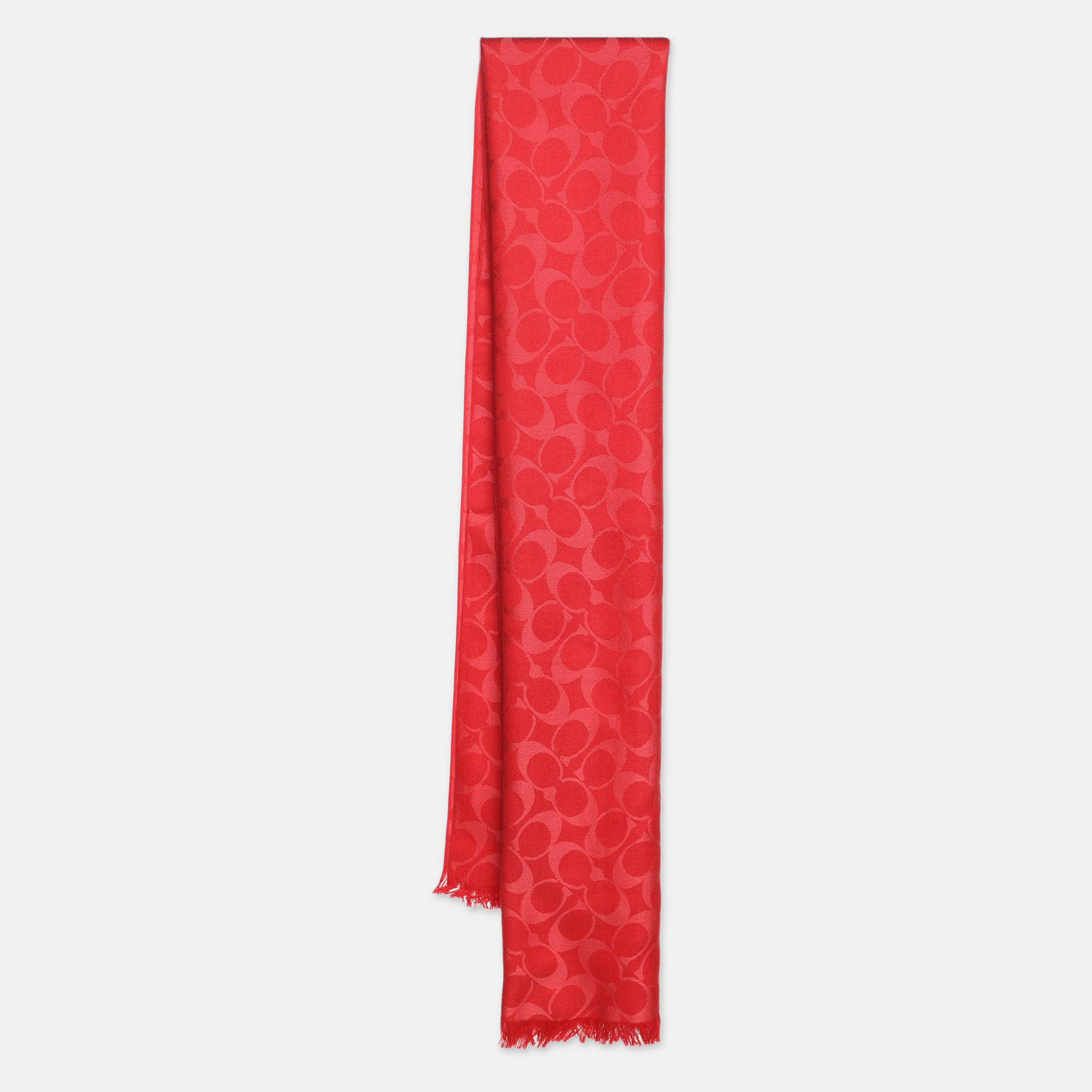 

Coach Red Signature Print Wool Blend Scarf