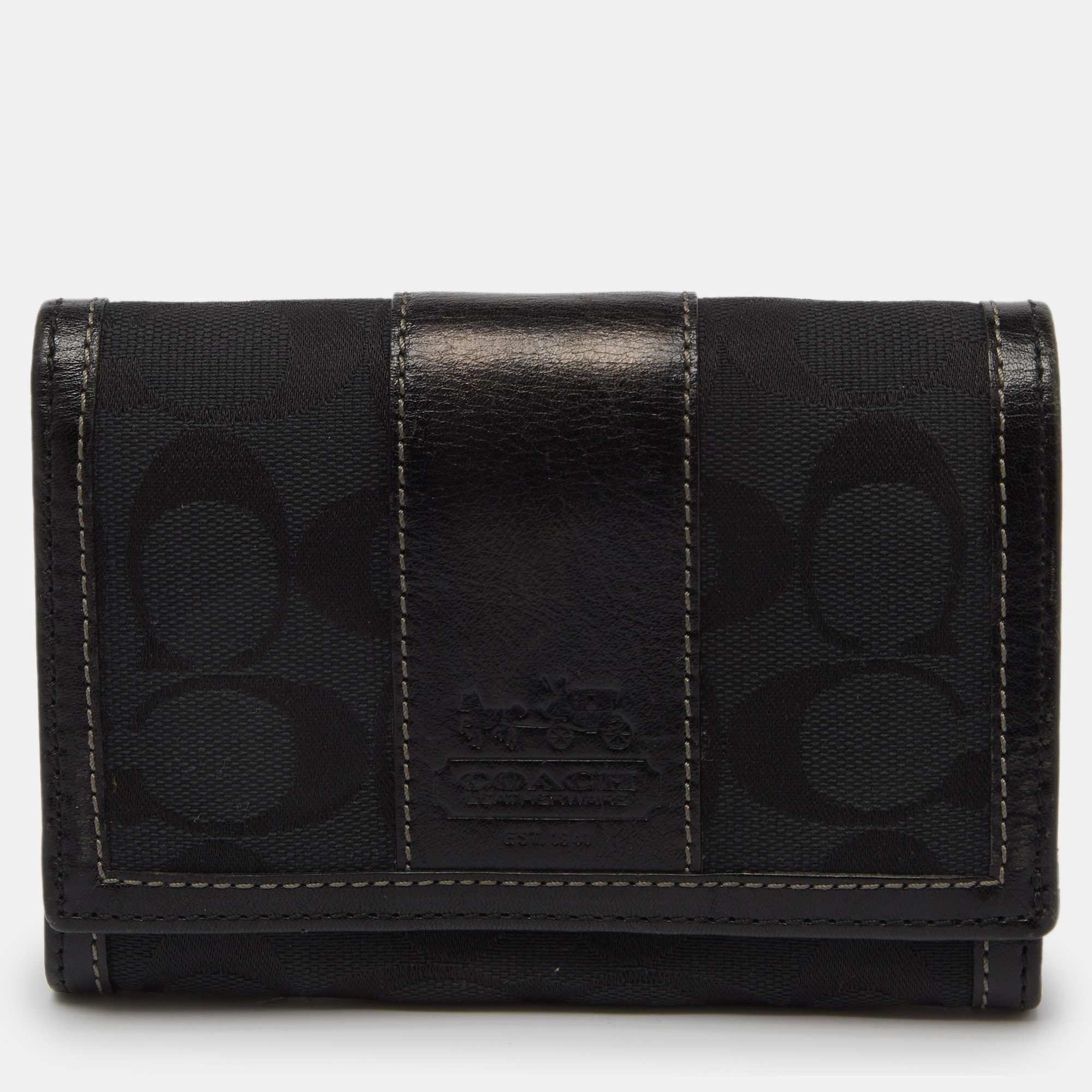 

Coach Black Signature Canvas and Leather Continental Wallet
