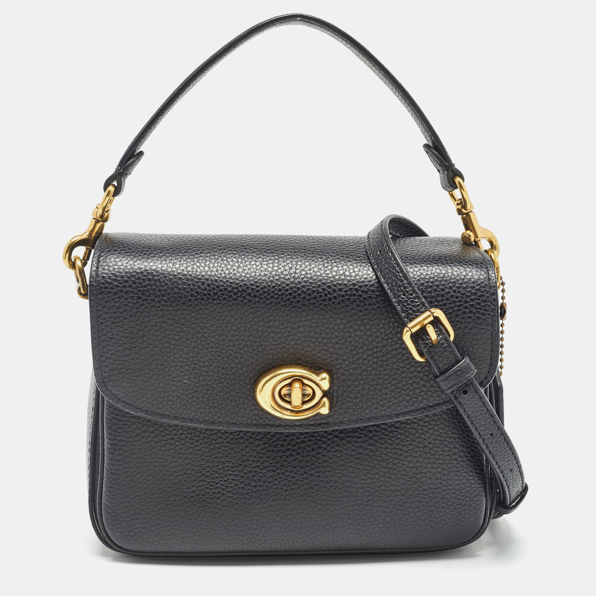 

Coach Black Leather Cassie Top Handle Bag