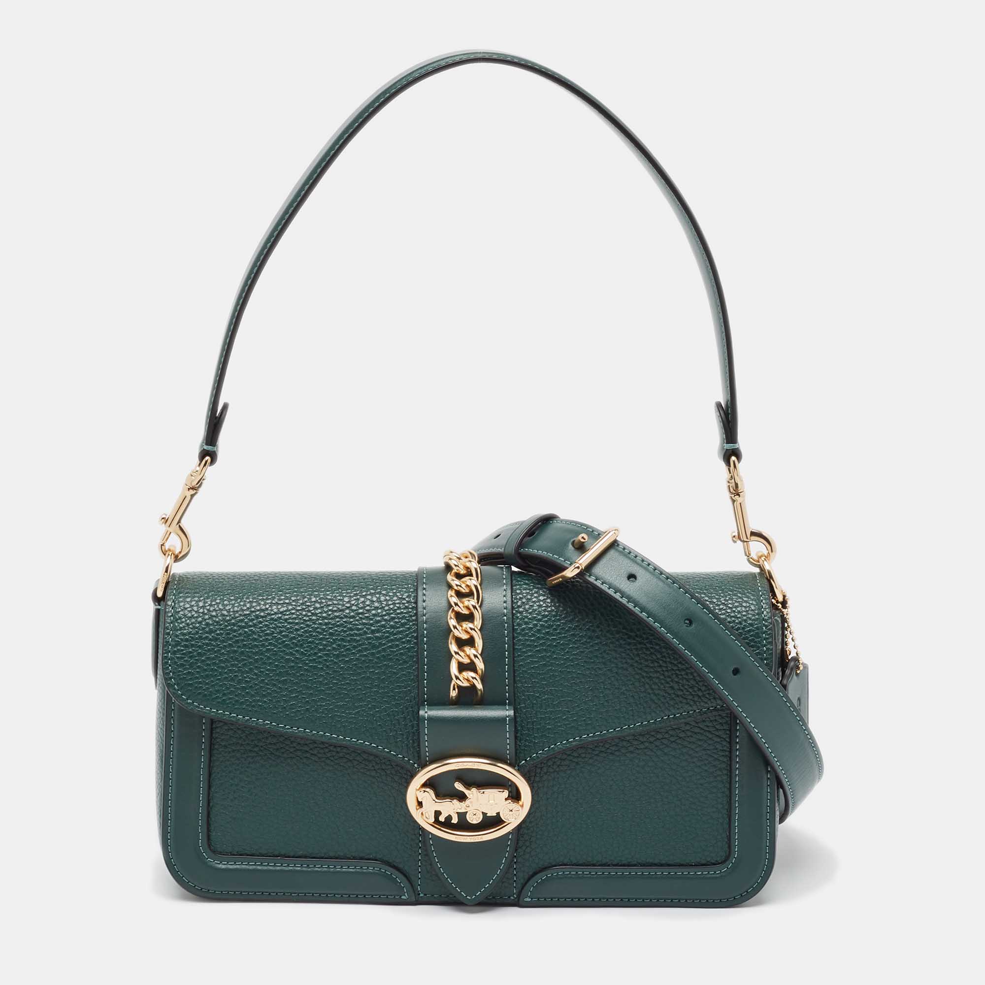 

Coach Green Leather Georgie Shoulder Bag