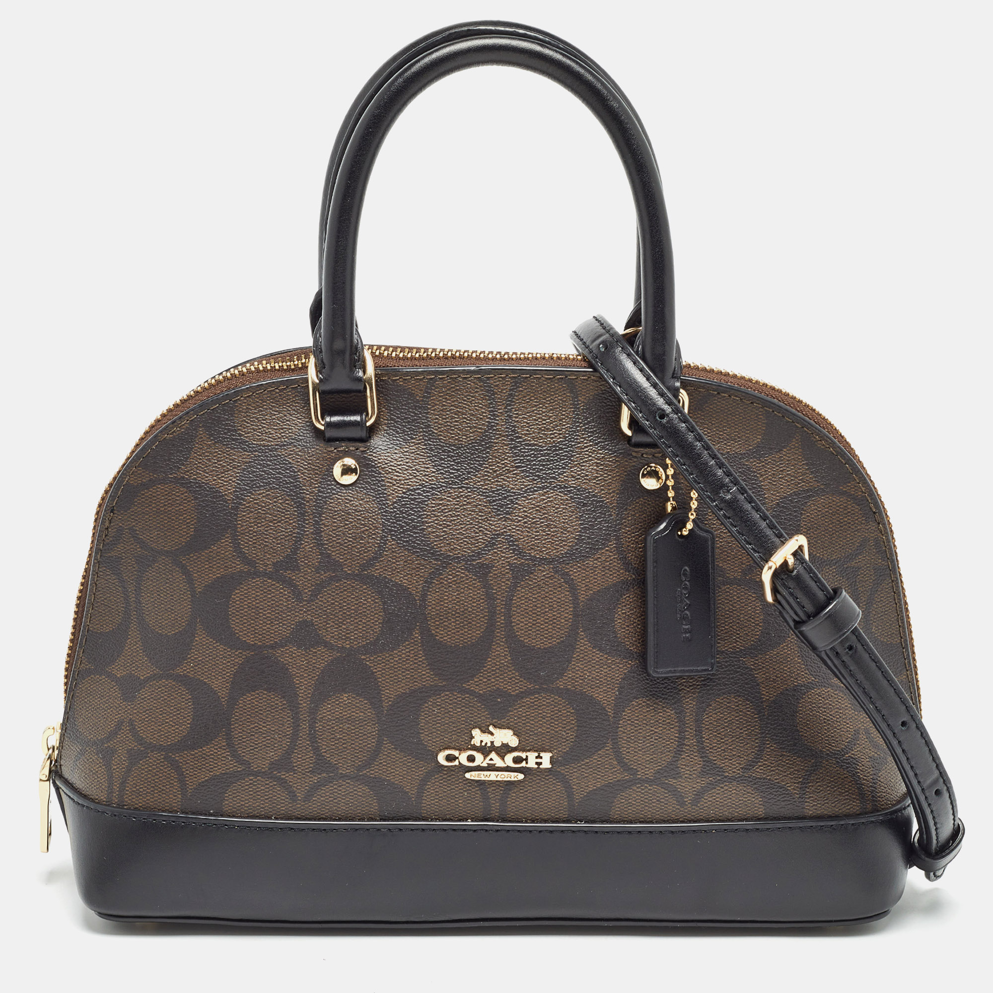 

Coach Brown Signature Coated Canvas and Leather Sierra Satchel