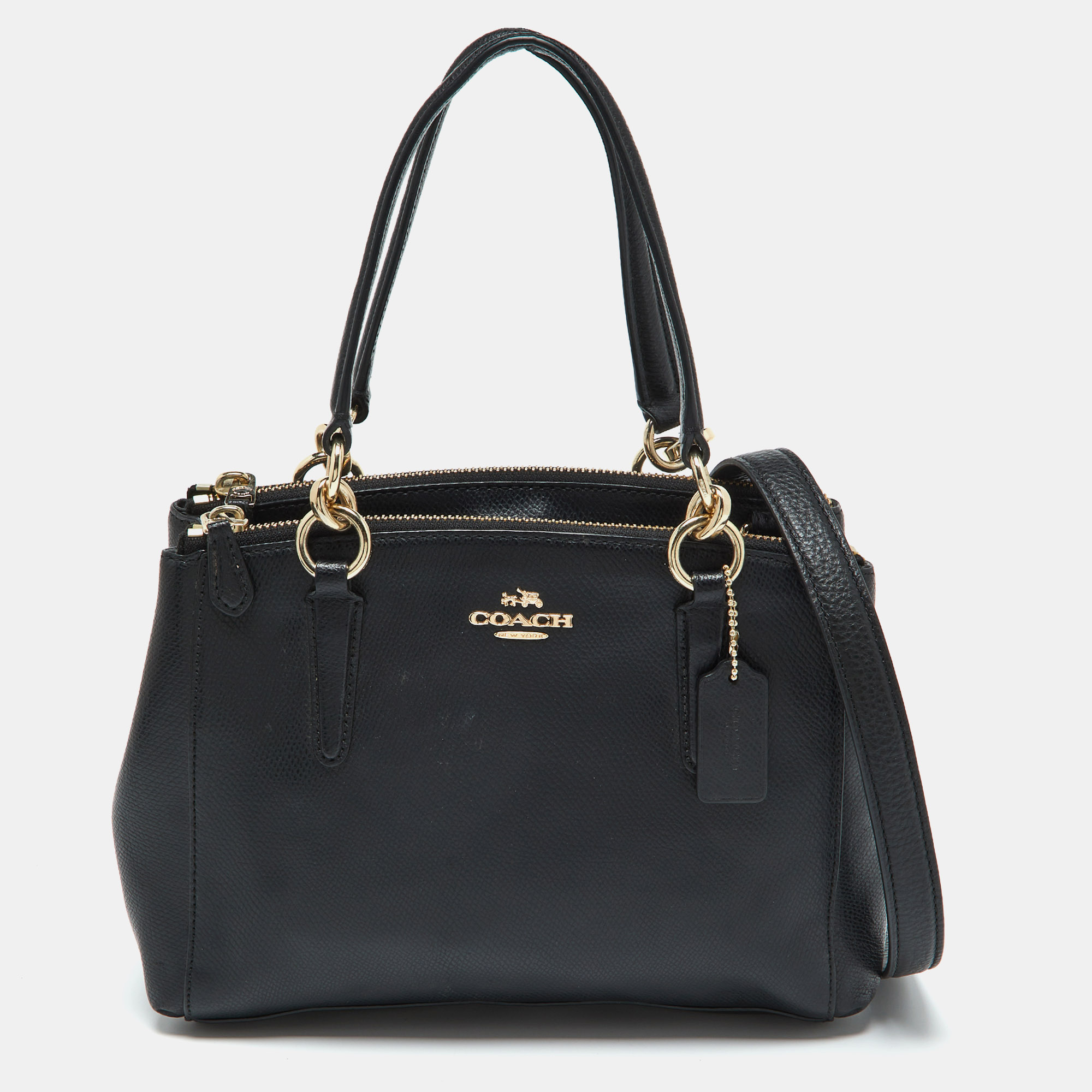 

Coach Black Leather Mini Christie Carryall Satchel