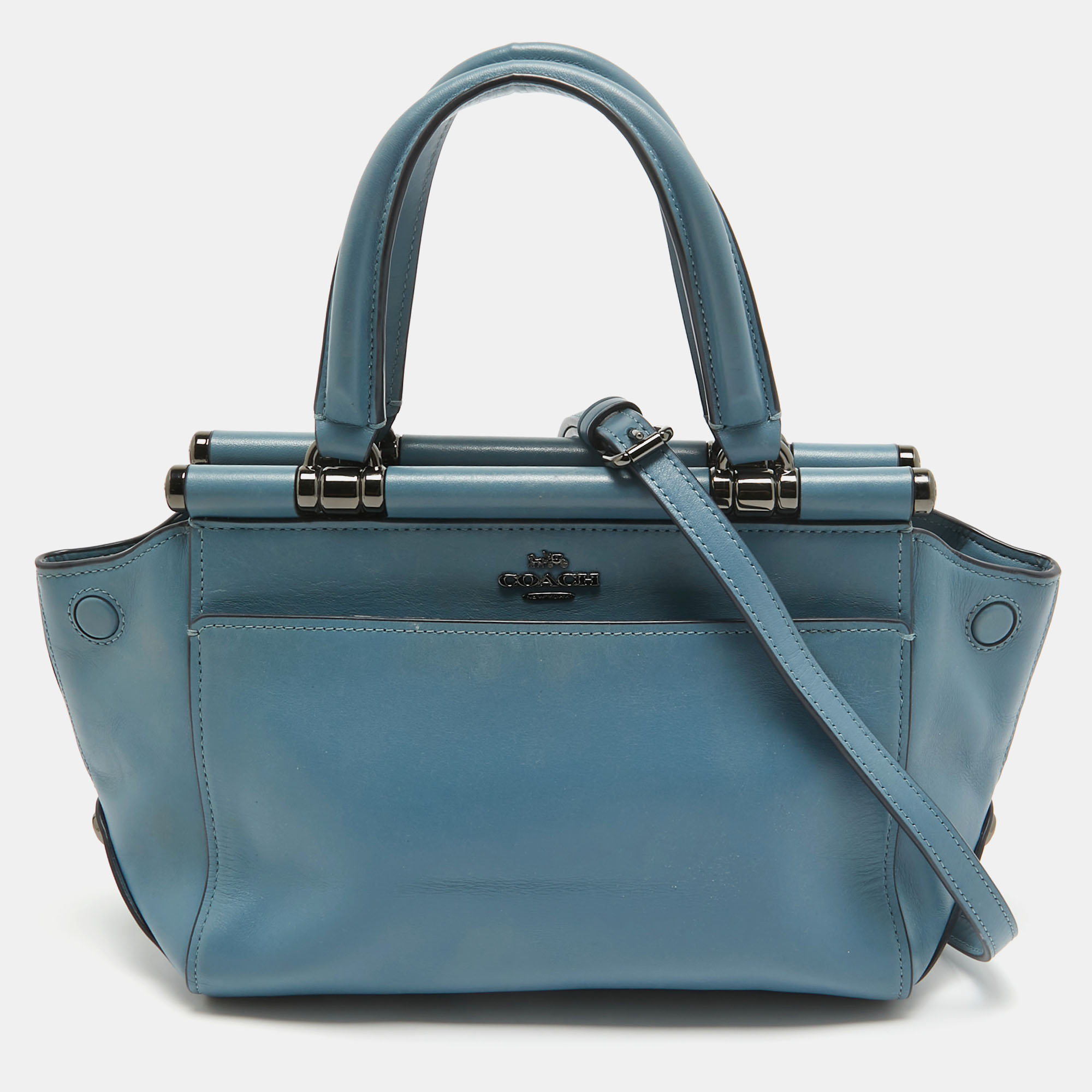 Pre-owned Coach Blue Leather Selena Grace Tote