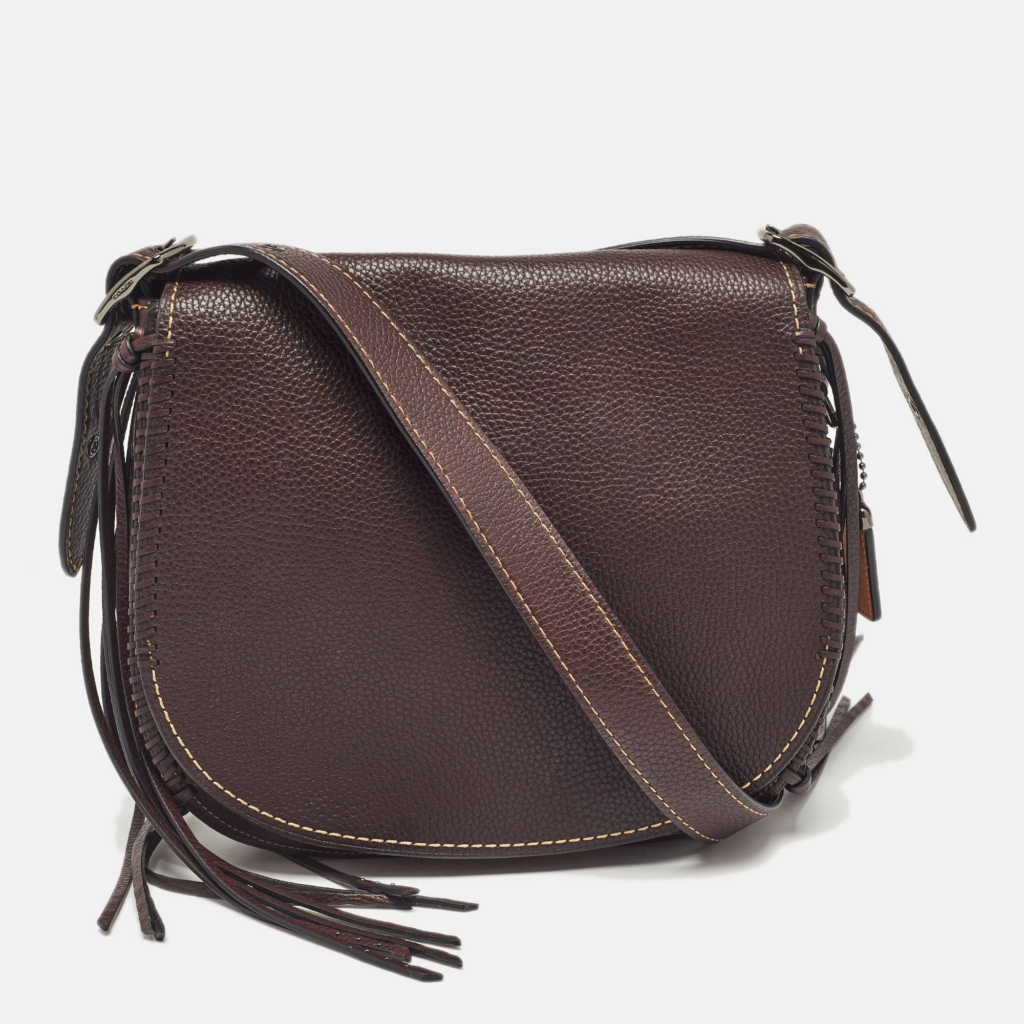 

Coach Dark Brown Leather Whiplash Saddle Bag