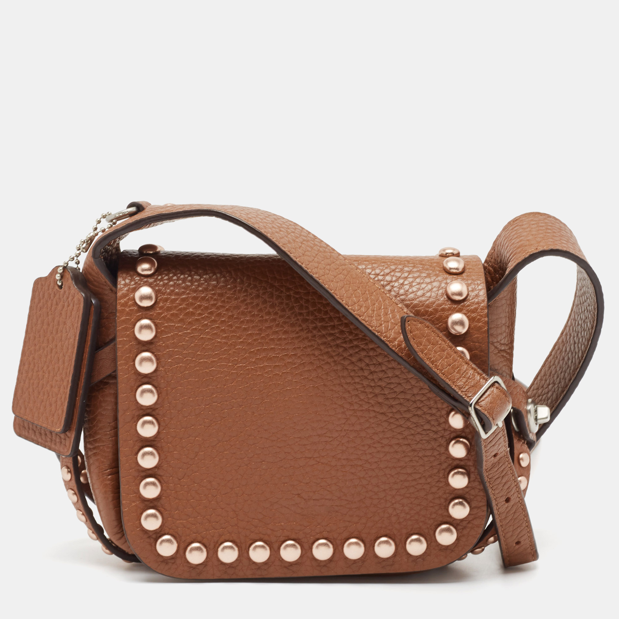 

Coach Brown Leather Rivets Dakotah Crossbody Bag