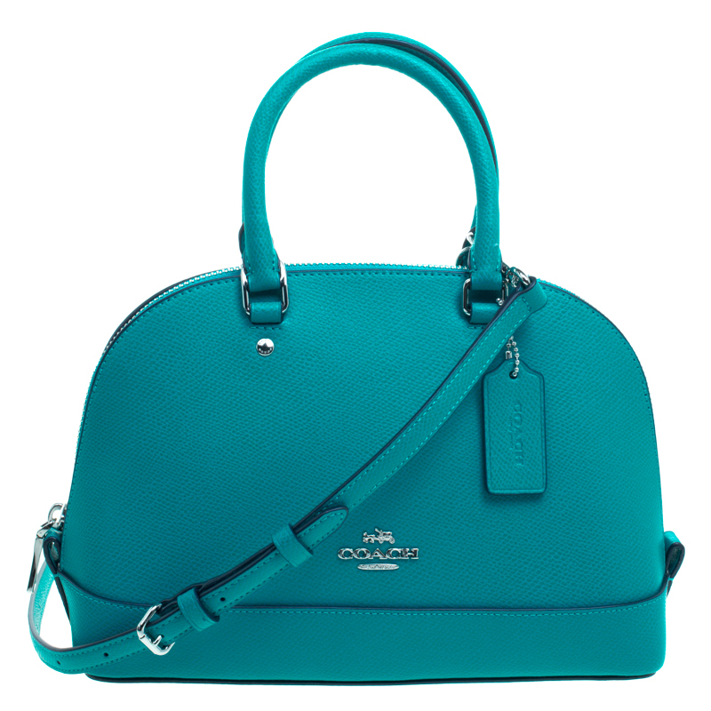 Pre Owned Coach Turquoise Leather Sierra Satchel