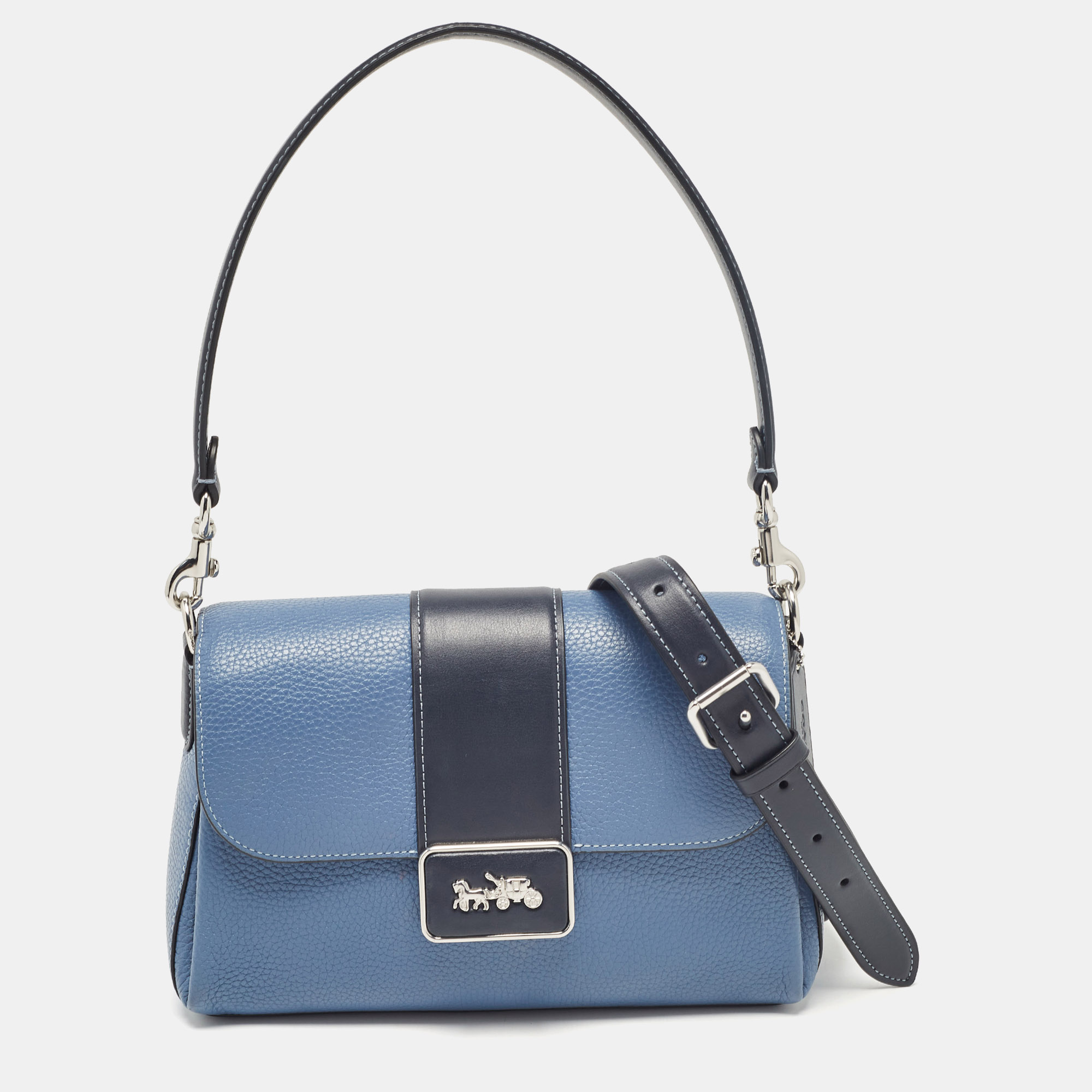 

Coach Two Tone Blue Leather Grace Shoulder Bag