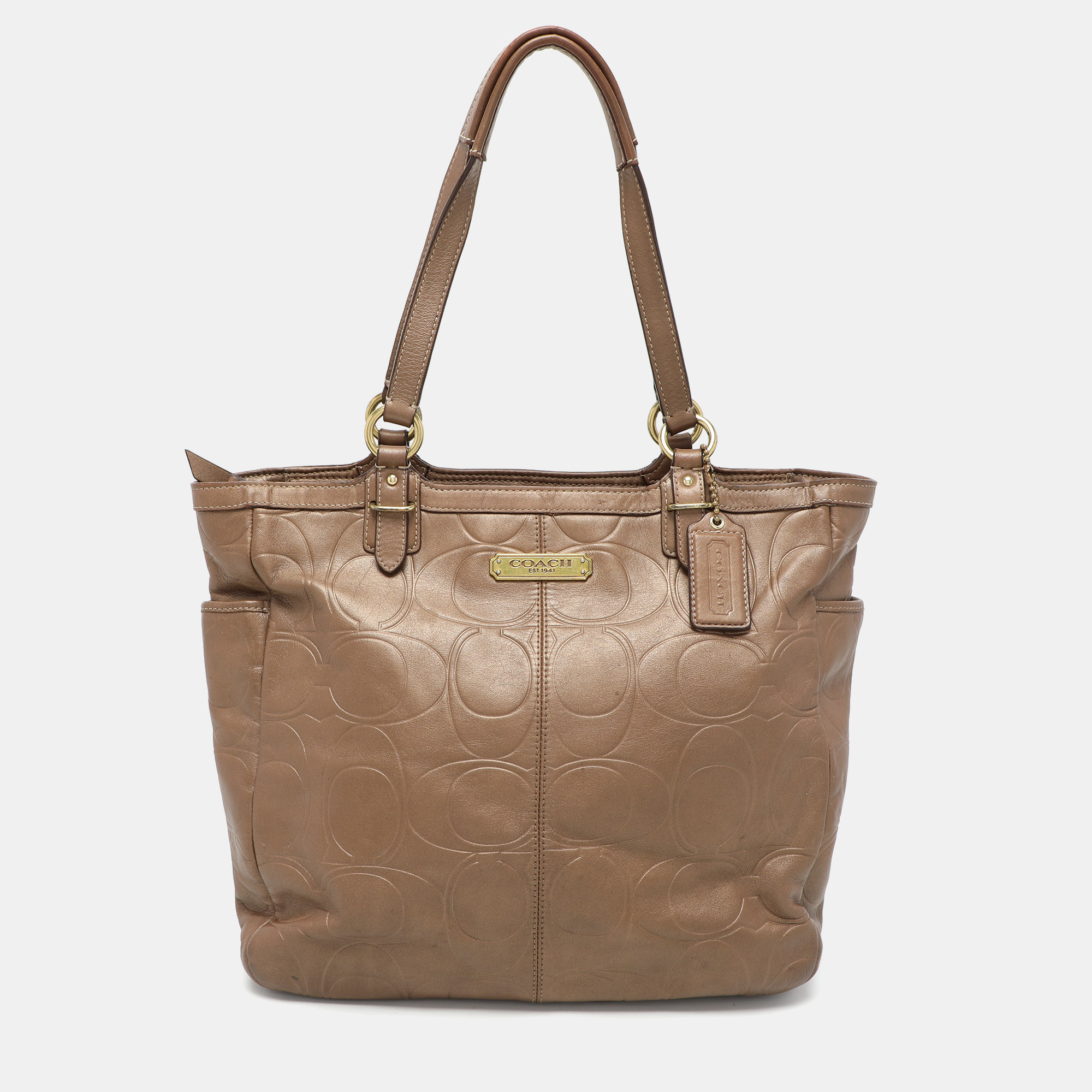 

Coach Brown Embossed Leather South Tote