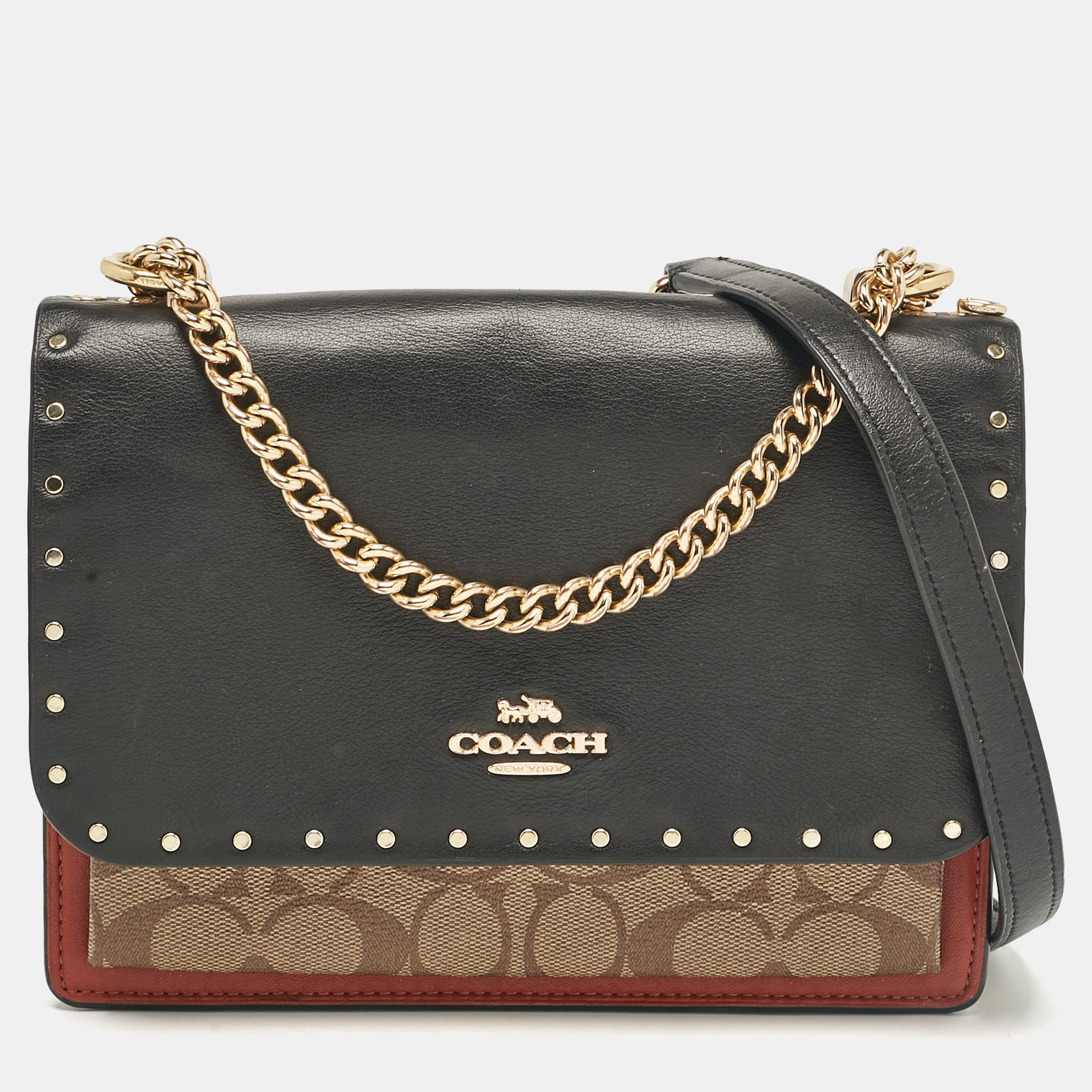 

Coach Multicolor Signature Coated Canvas, Python Embossed and Leather Mini Klare Shoulder Bag