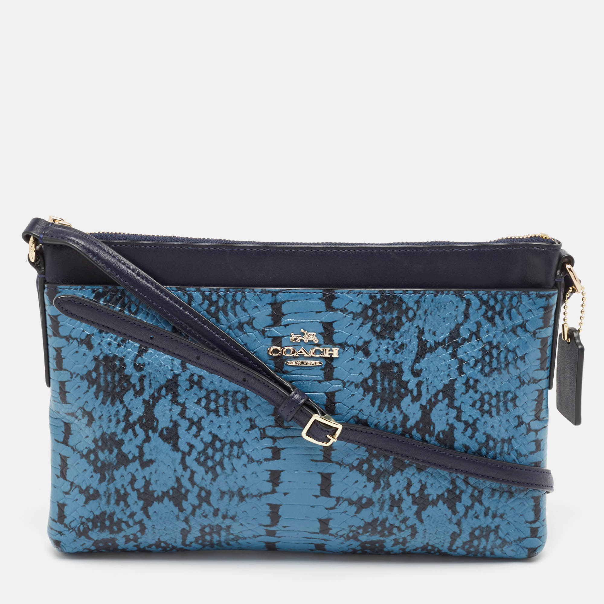 

Coach Two Tone Blue Python Embossed Leather Journal Crossbody Bag