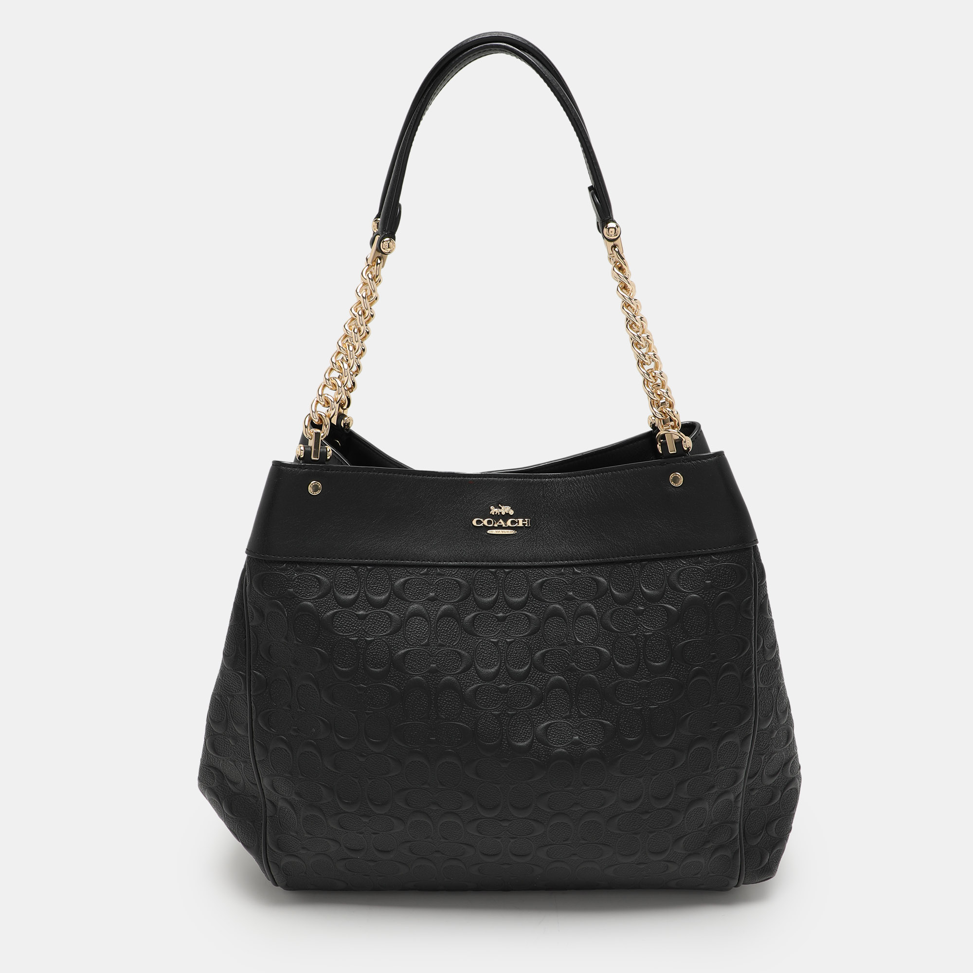 

Coach Black Embossed Leather Lexy Shoulder Bag