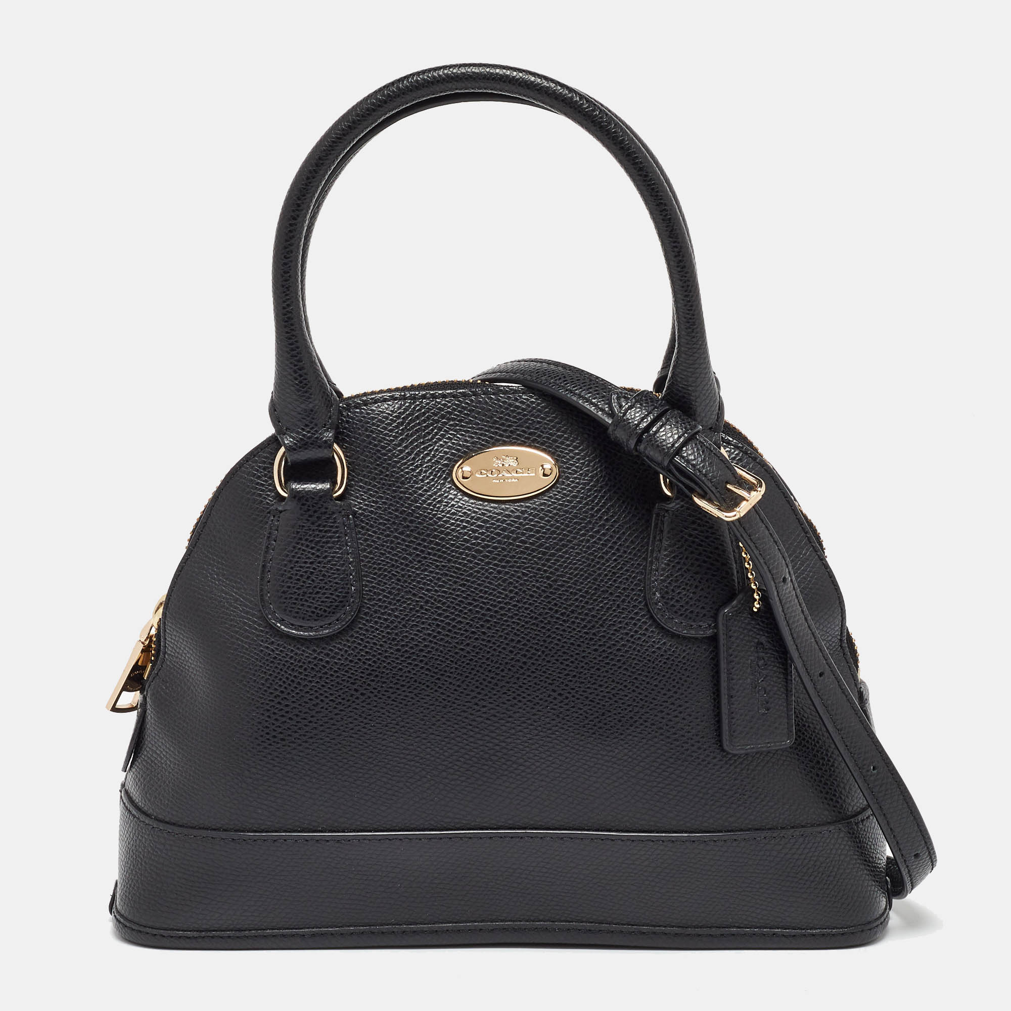 

Coach Black Leather Cora Dome Satchel