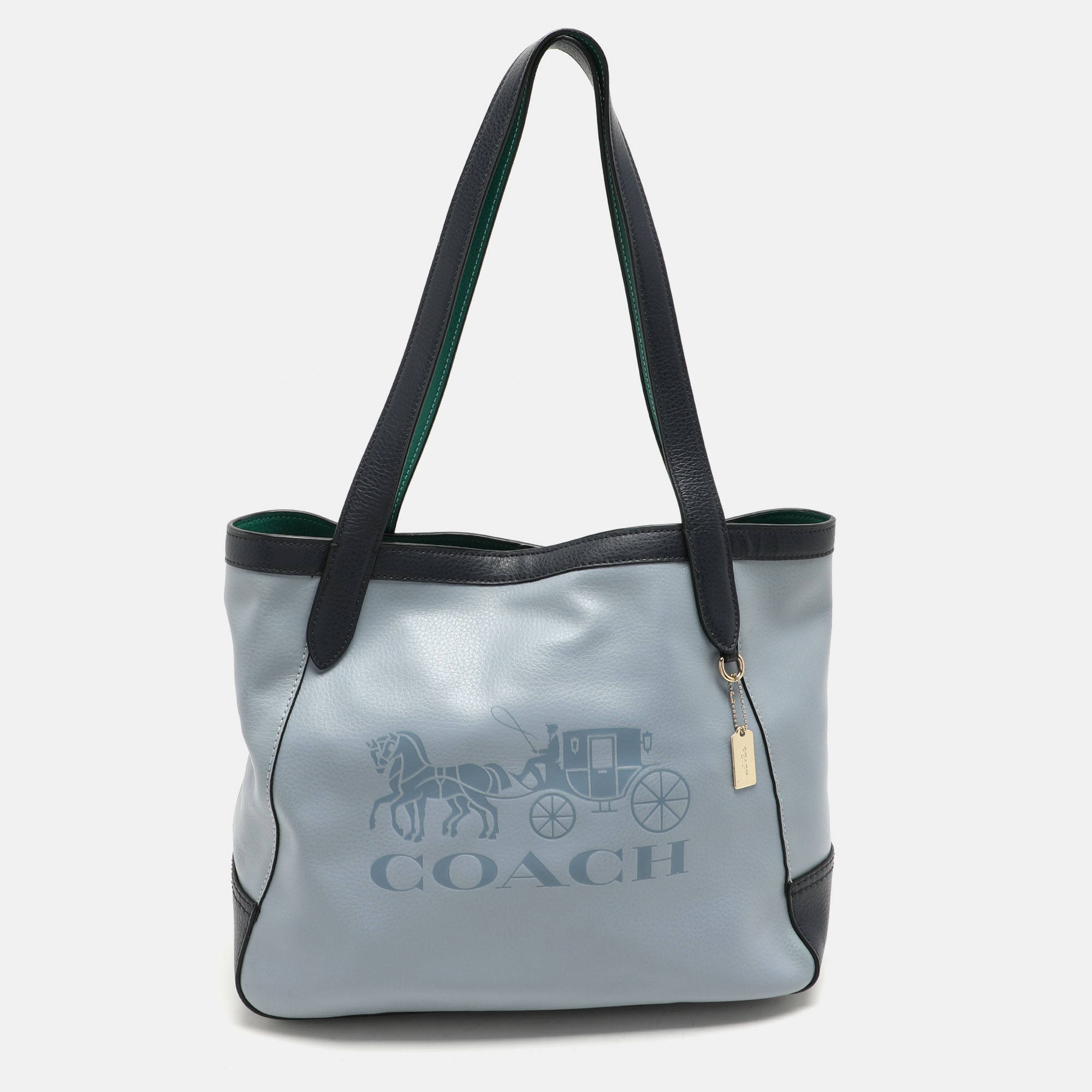 

Coach Blue Leather Horse And Carriage Tote