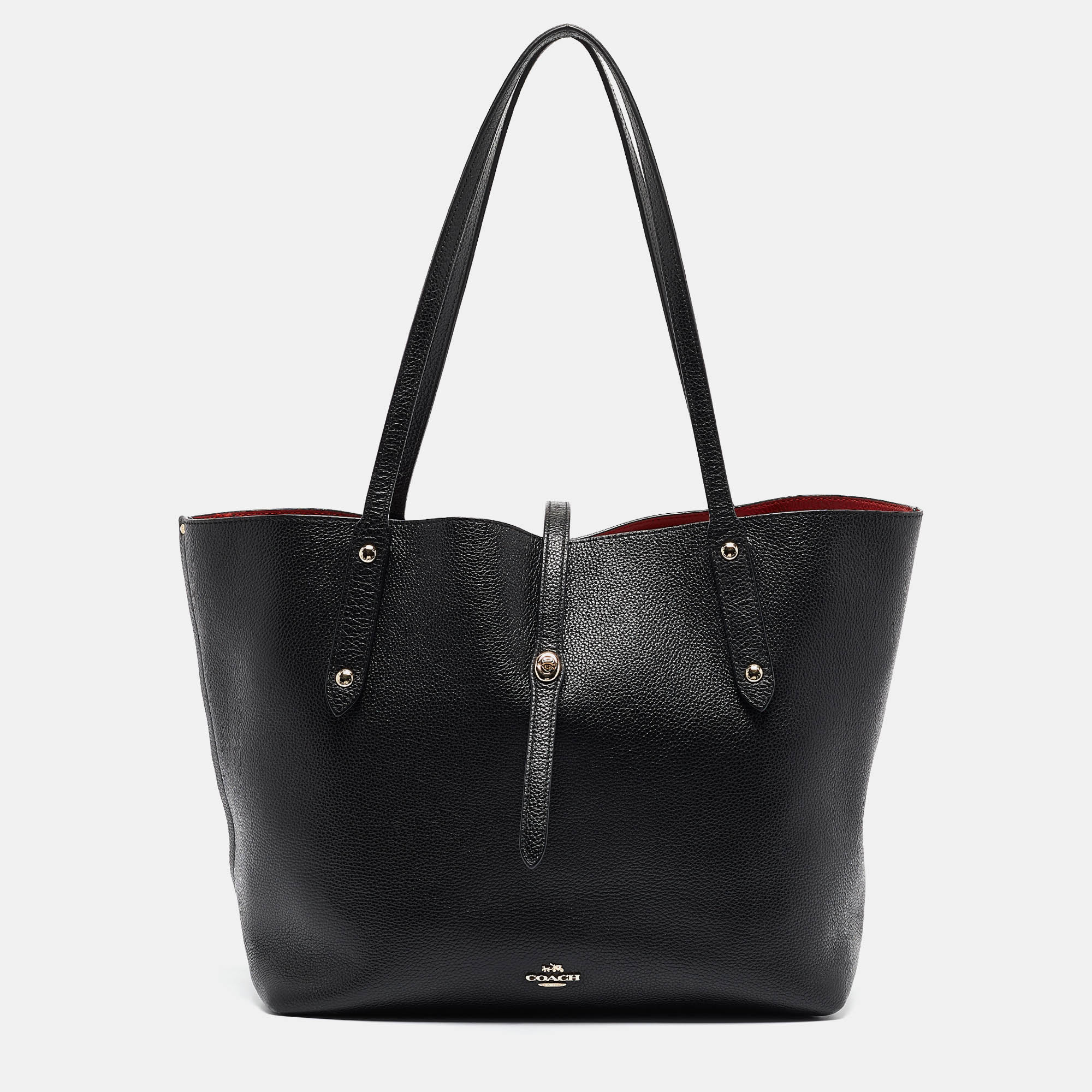 

Coach Black Leather Market Tote