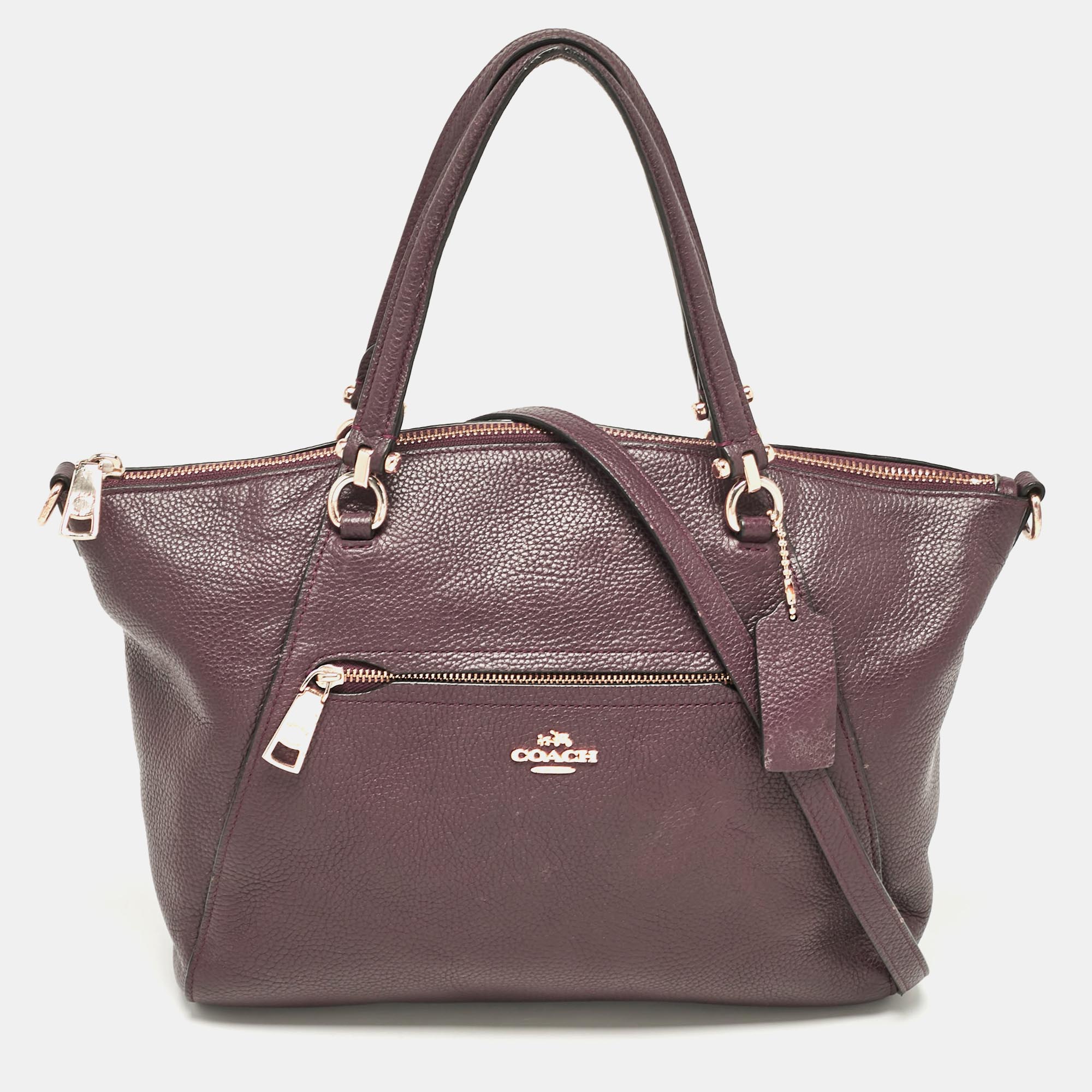 

Coach Purple Pebbled Leather Prairie Satchel