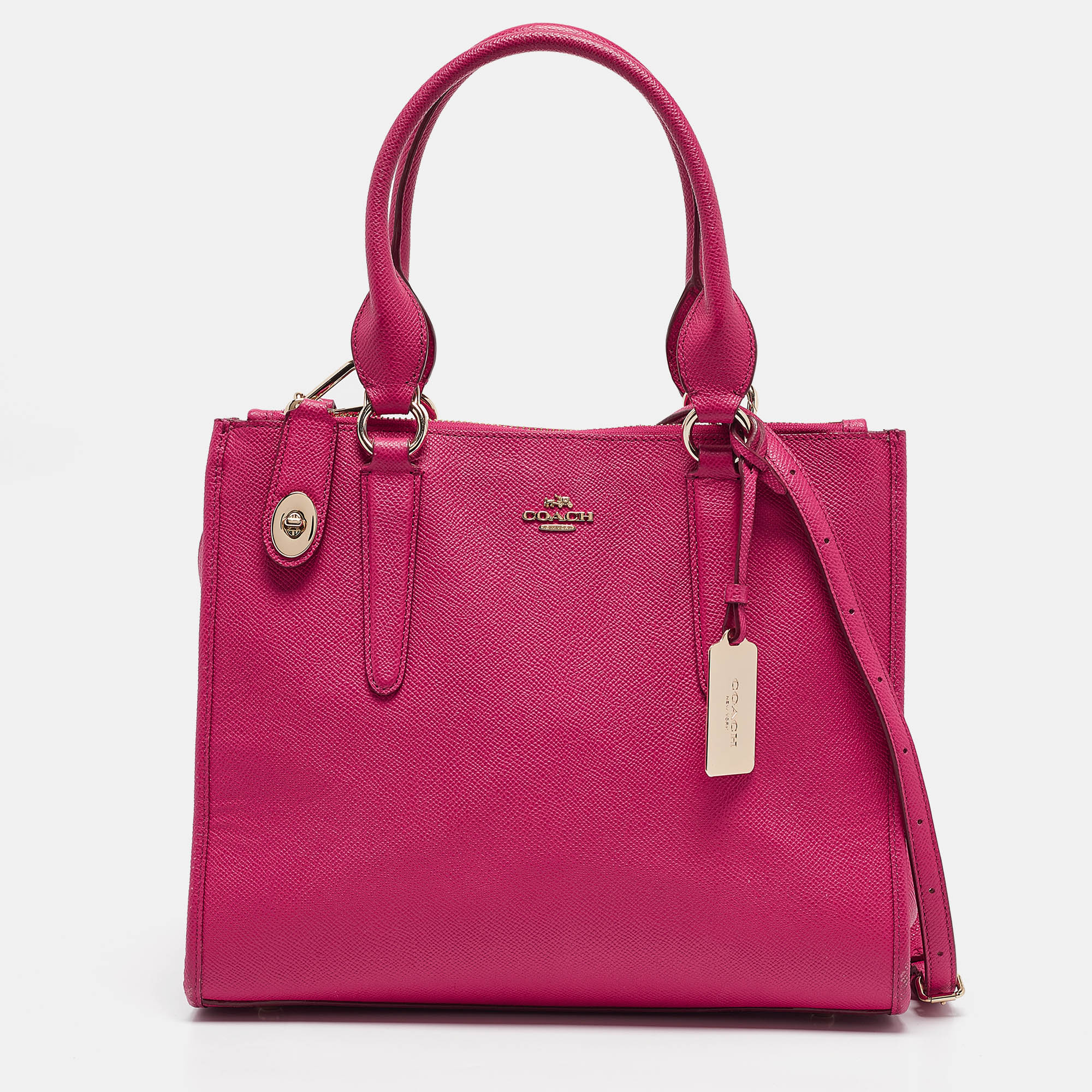 

Coach Pink Leather Crosby Double Zip Tote