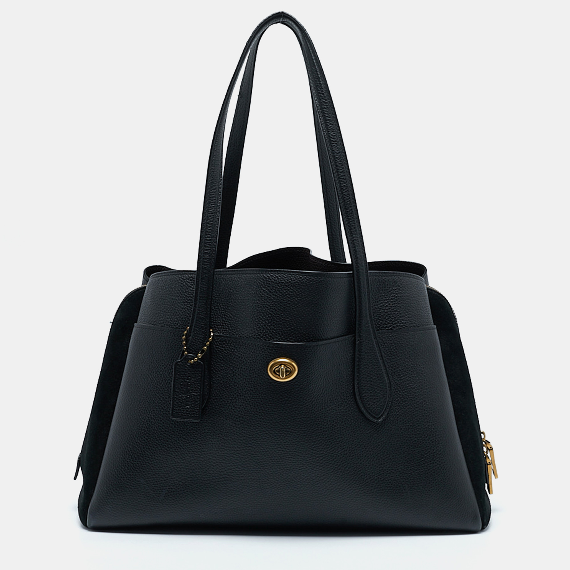 

Coach Black Leather and Suede Lora Carryall Satchel