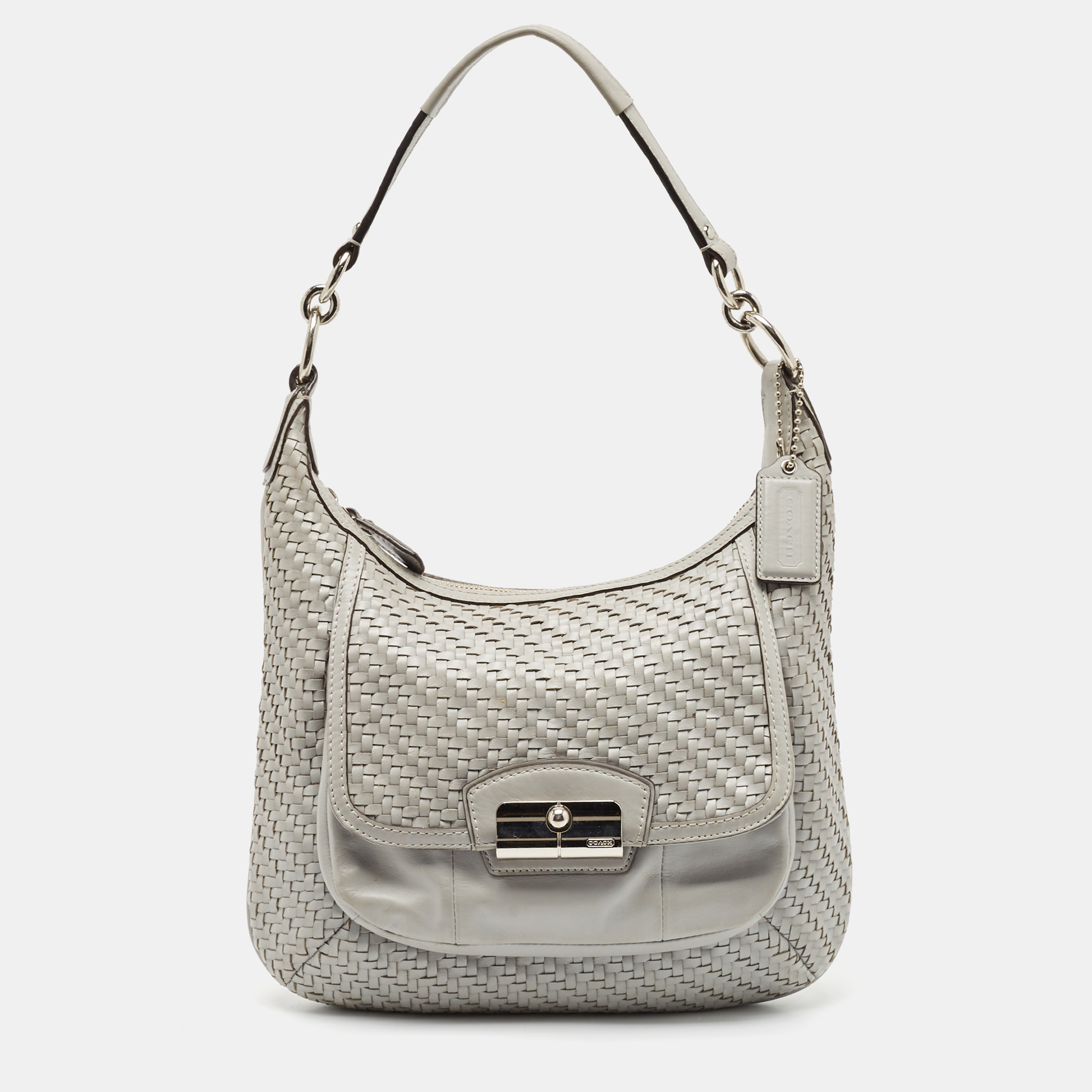 

Coach Grey Woven Leather Kristin Hobo