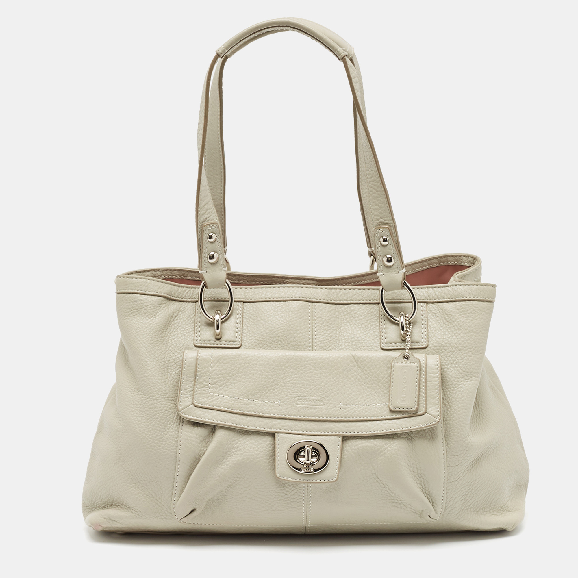 

Coach Grey Leather Front Pocket Tote