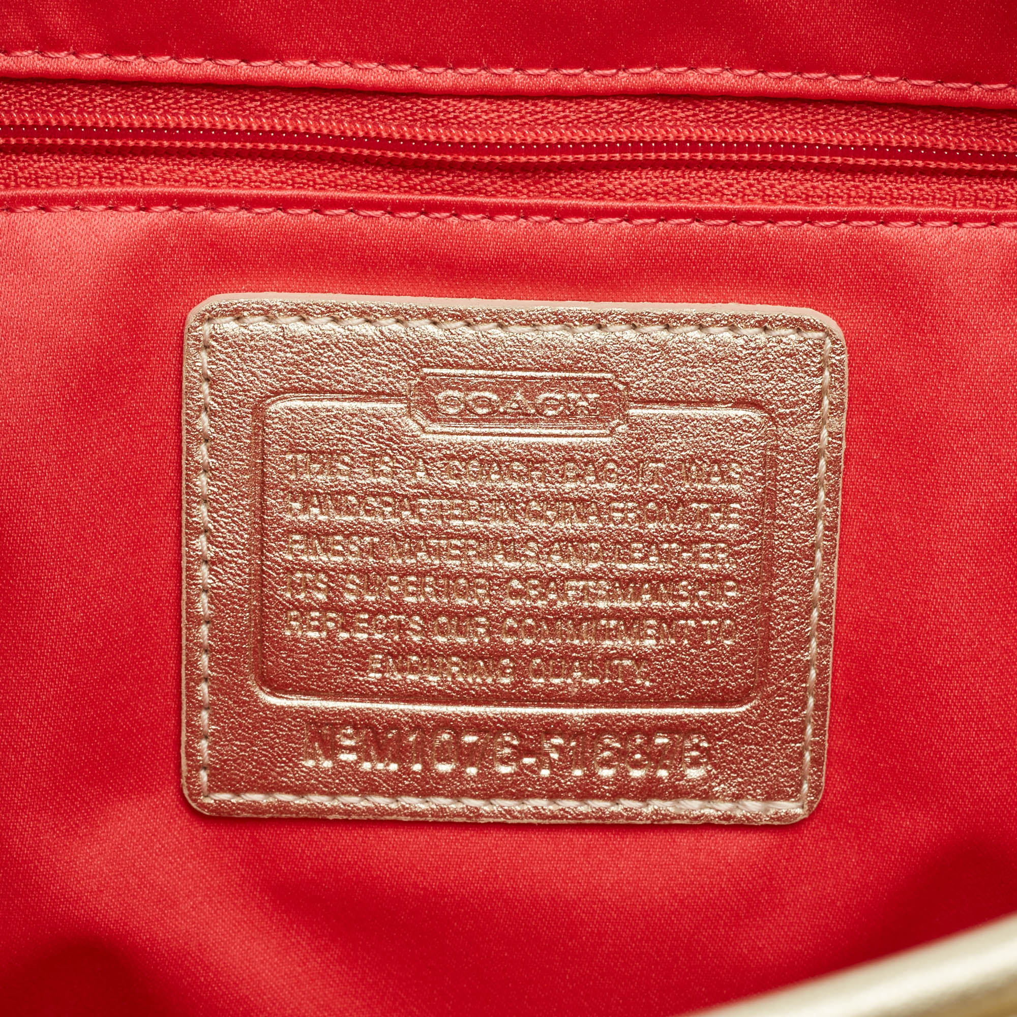 Coach Gold/Beige Signature Coated Canvas and Leather Chelsea Heritage Stripe Hobo 