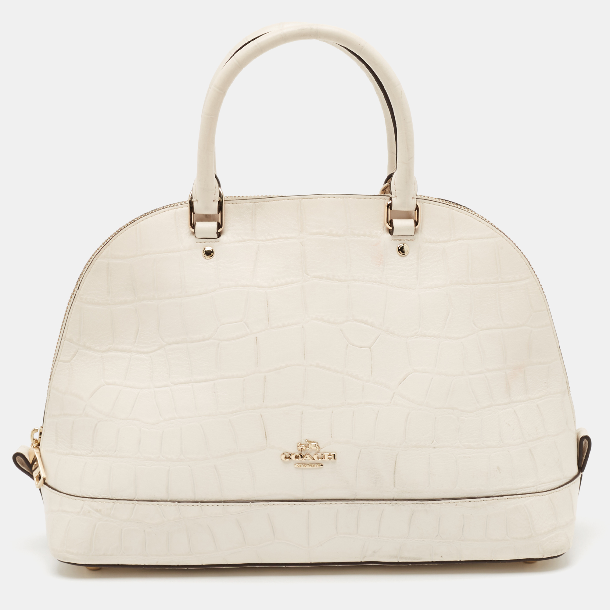 

Coach Off White Croc Embossed Leather Sierra Satchel