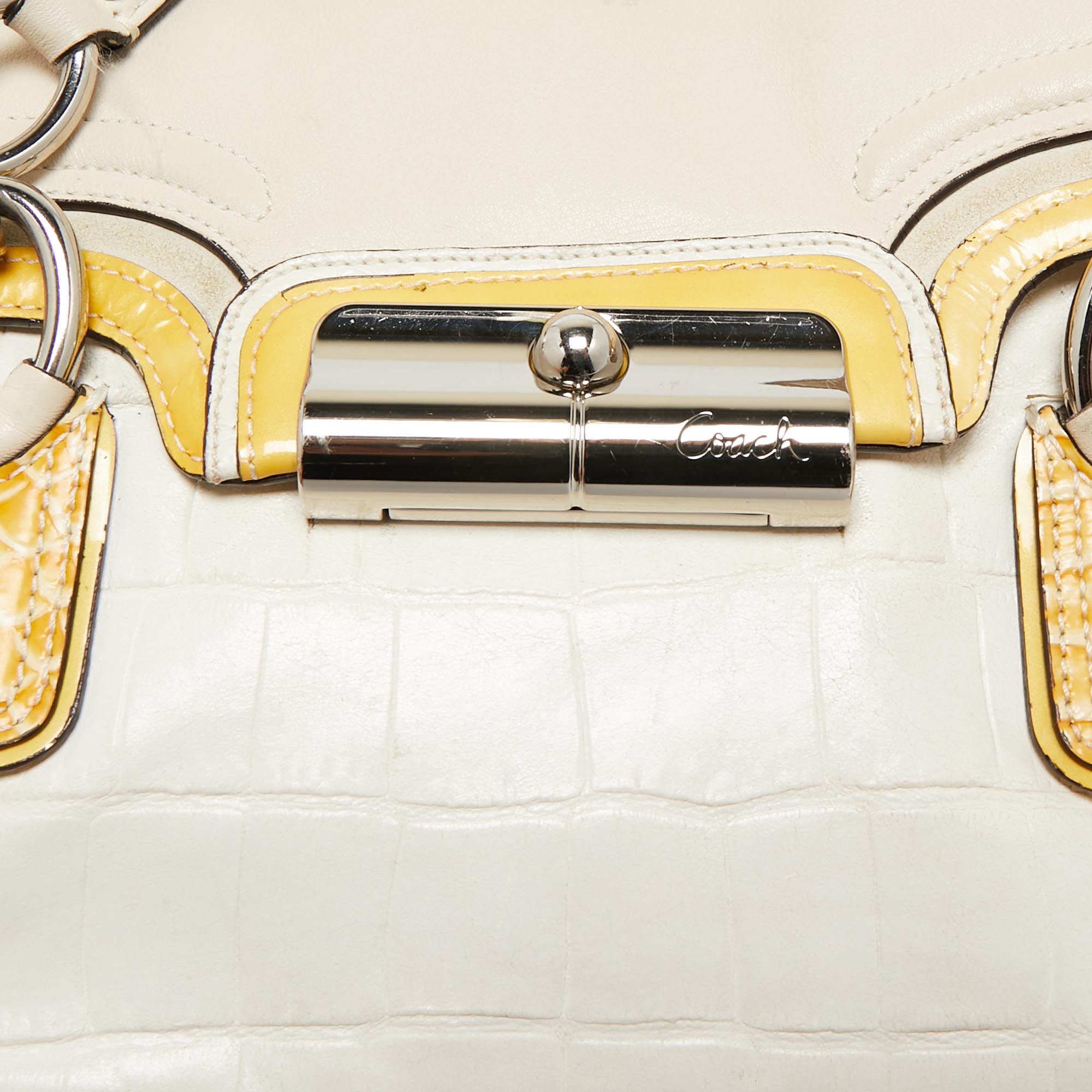 Coach Tricolor Croc Embossed and Leather Kristin Flap Satchel 