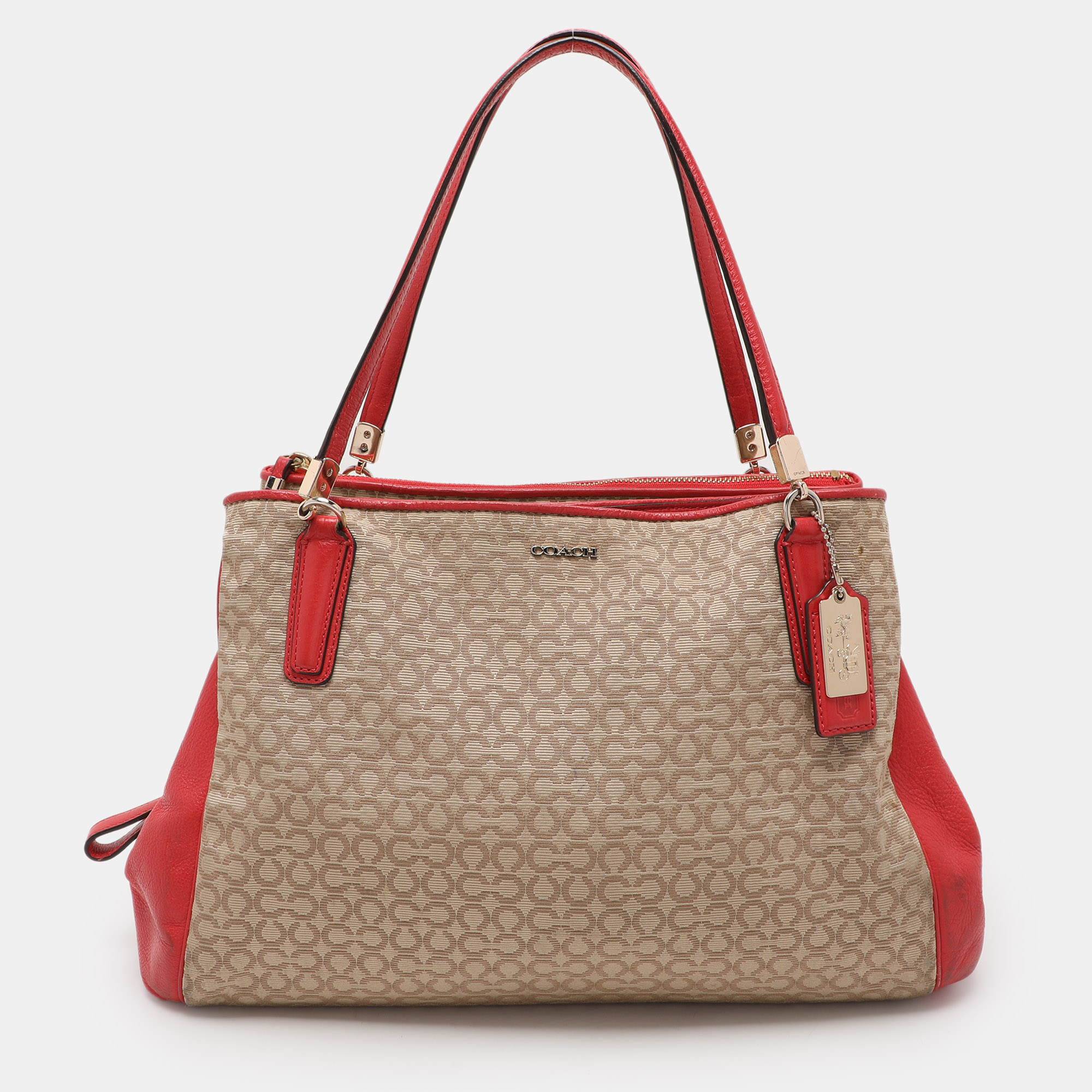 

Coach Beige Coach Op Art Canvas and Leather Madison Phoebe Shoulder Bag