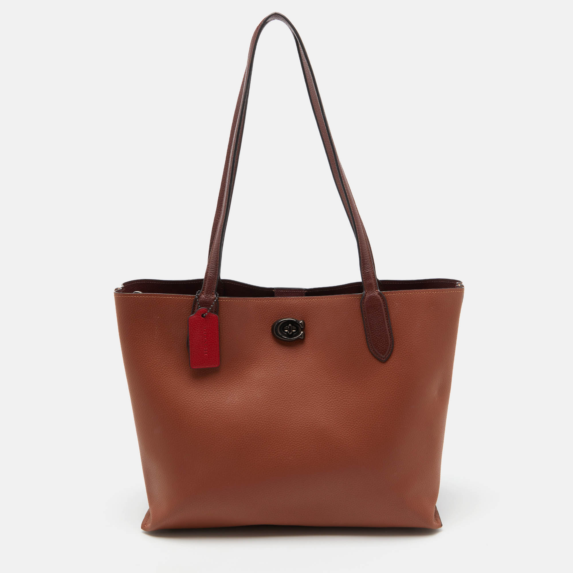 

Coach Brown Leather Colorblock Willow Tote