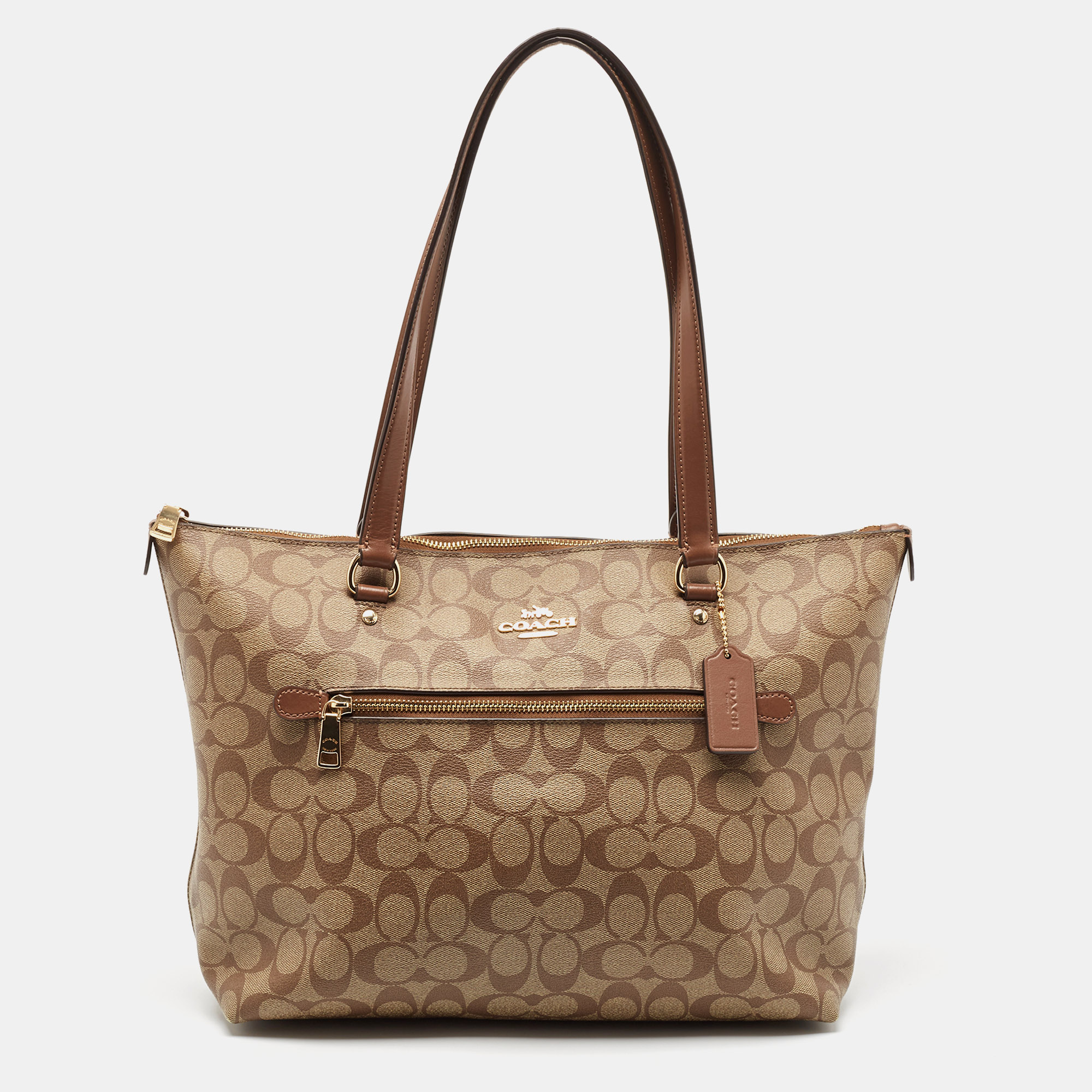 

Coach Beige/Brown Signature Coated Canvas and Leather Gallery Tote