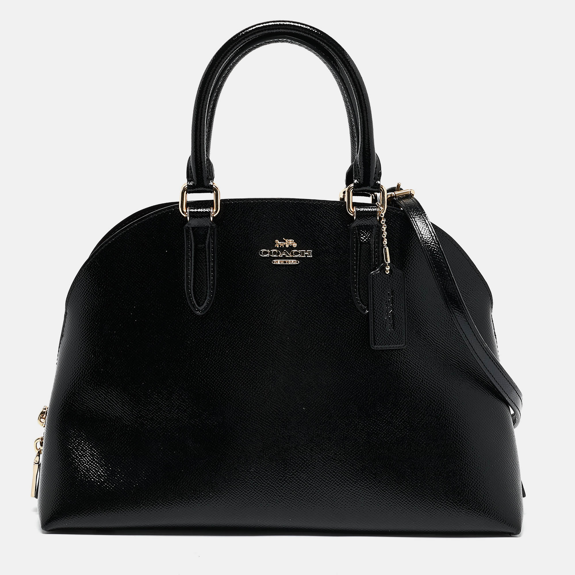 

Coach Black Patent Leather Quinn Dome Bag