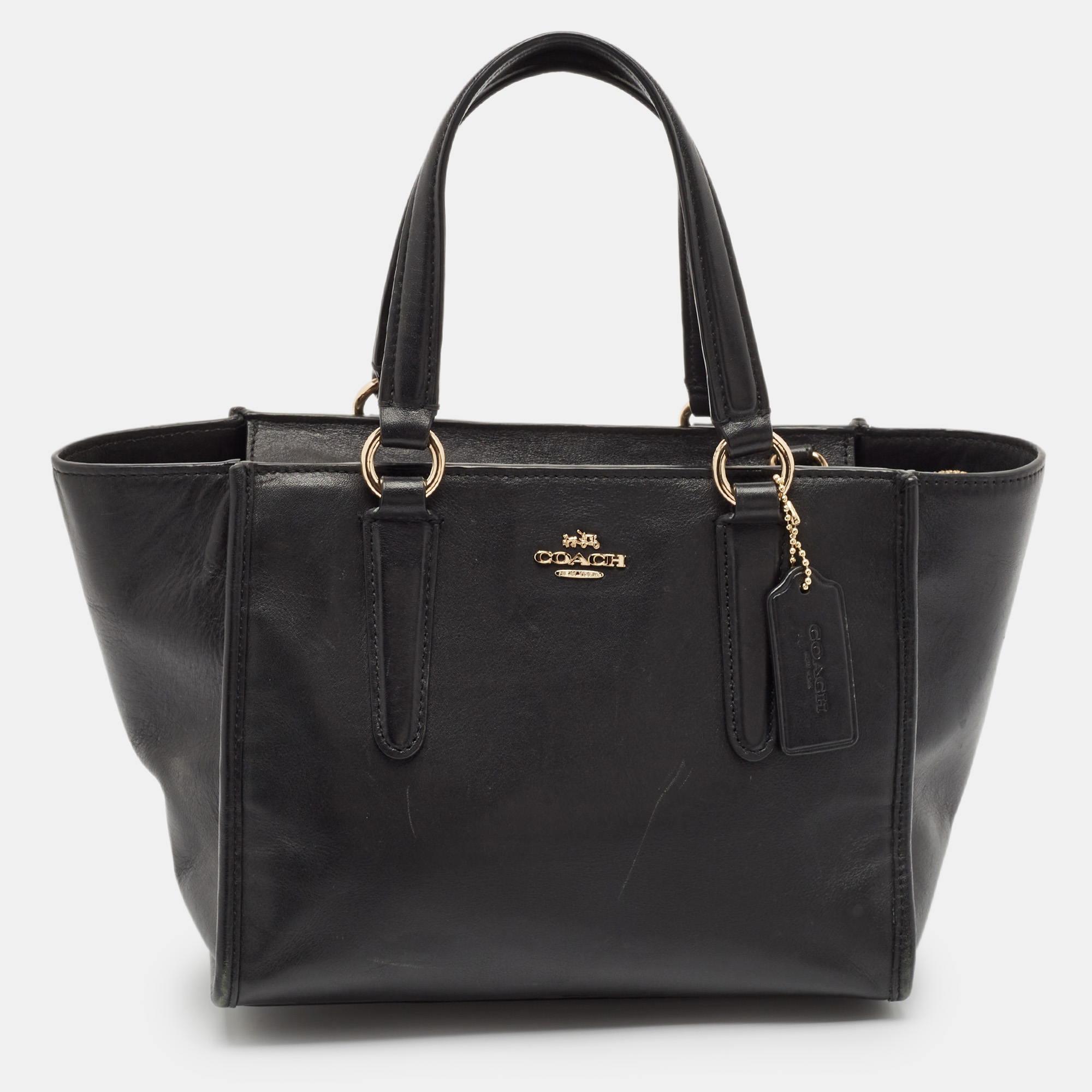 

Coach Black Leather Crosby Carryall Tote