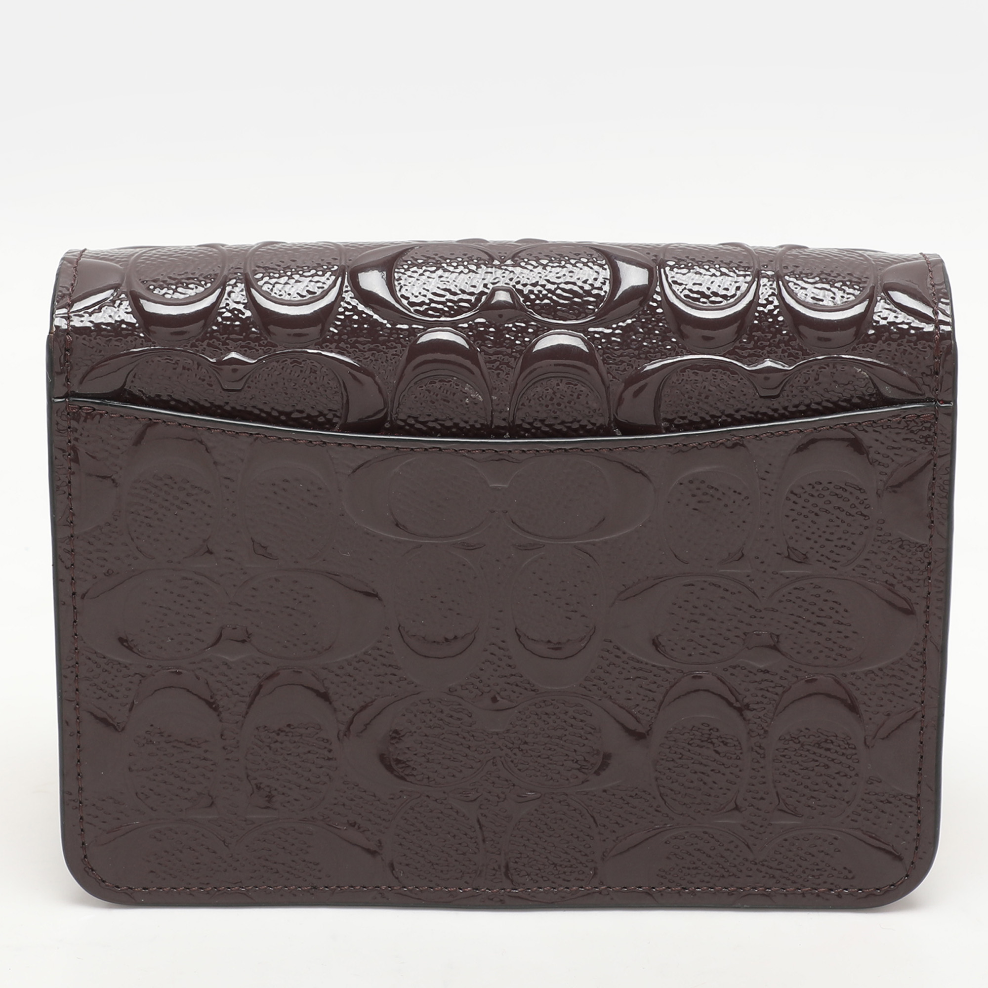 Coach Brown Logo Embossed Patent Leather Bowery Crossbody Bag 