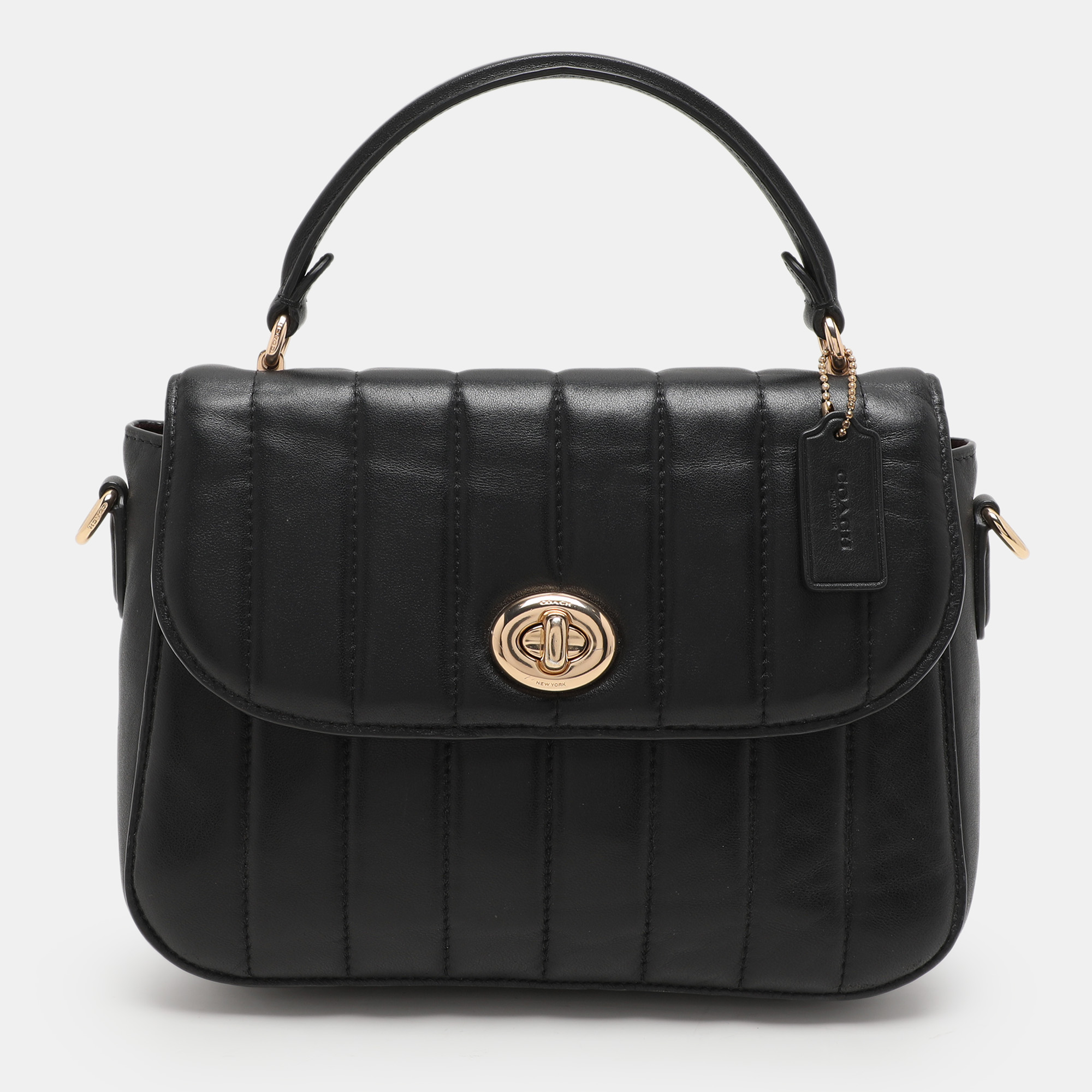 

Coach Black Quilted Leather Top Handle Bag