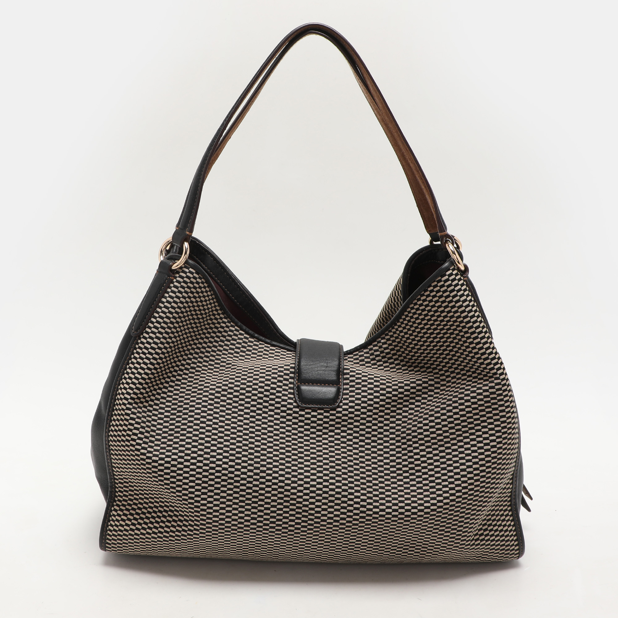 Coach Black/Beige Canvas And Leather Carlyle Shoulder Bag 