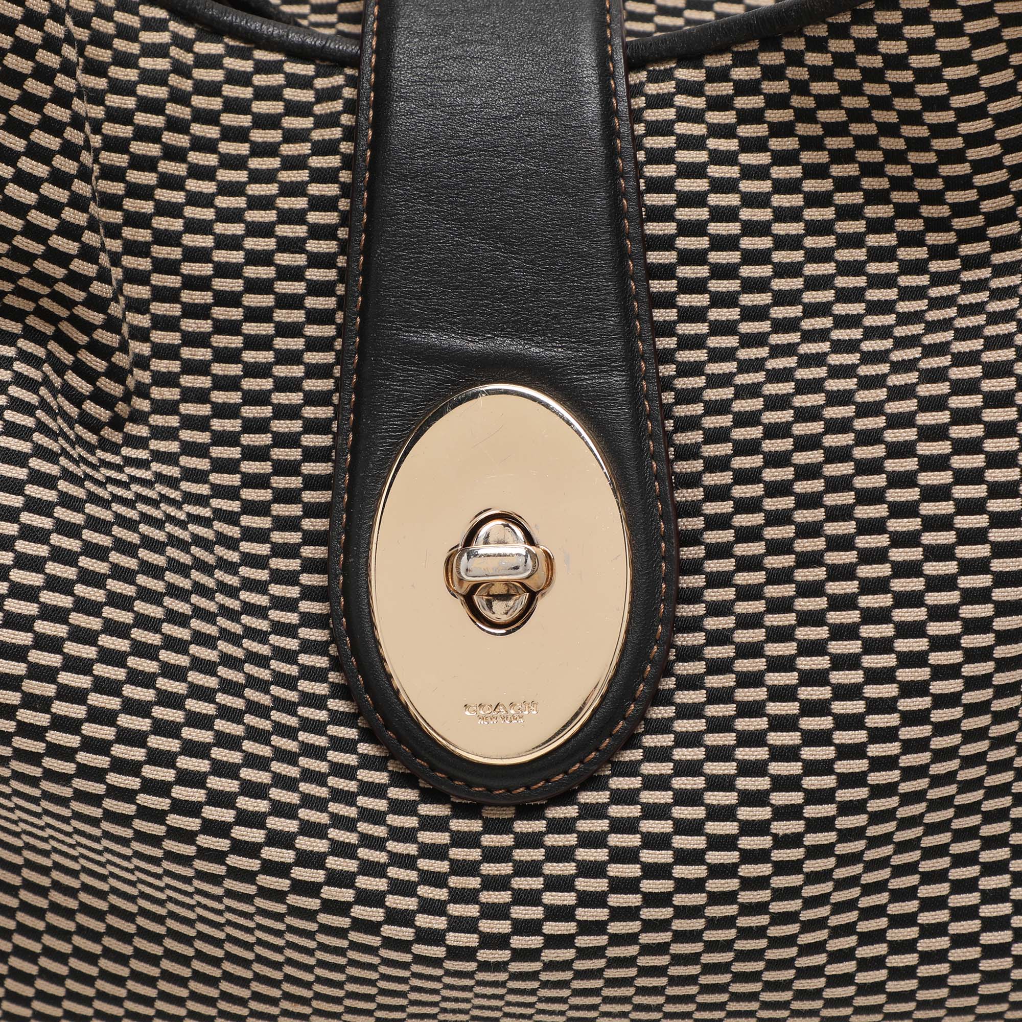 Coach Black/Beige Canvas And Leather Carlyle Shoulder Bag 