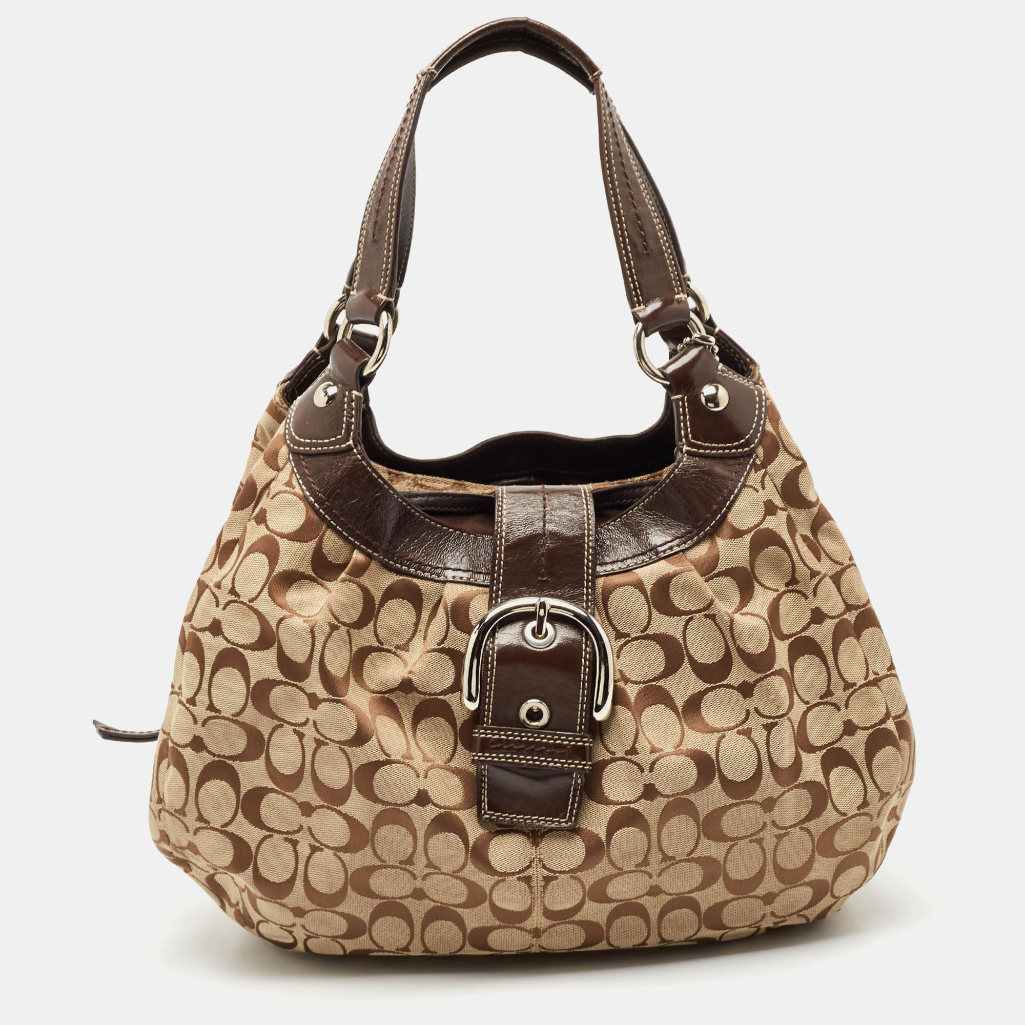 

Coach Beige/Brown Signature Canvas and Leather Soho Lynn Hobo