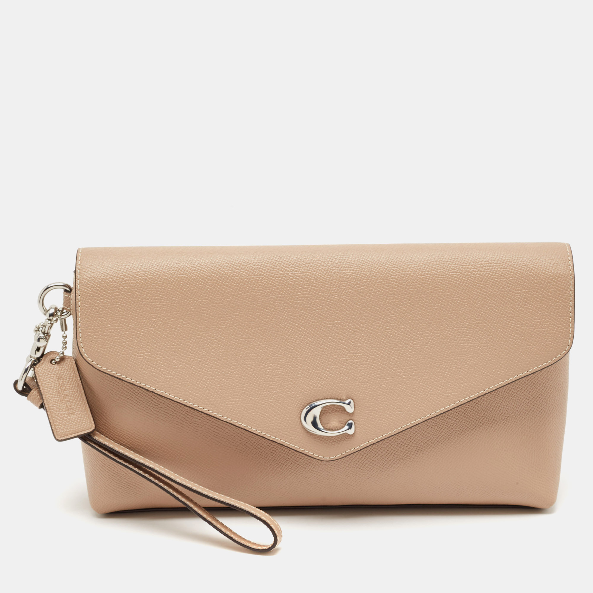 

Coach Beige Leather Wyn Wristlet Pouch