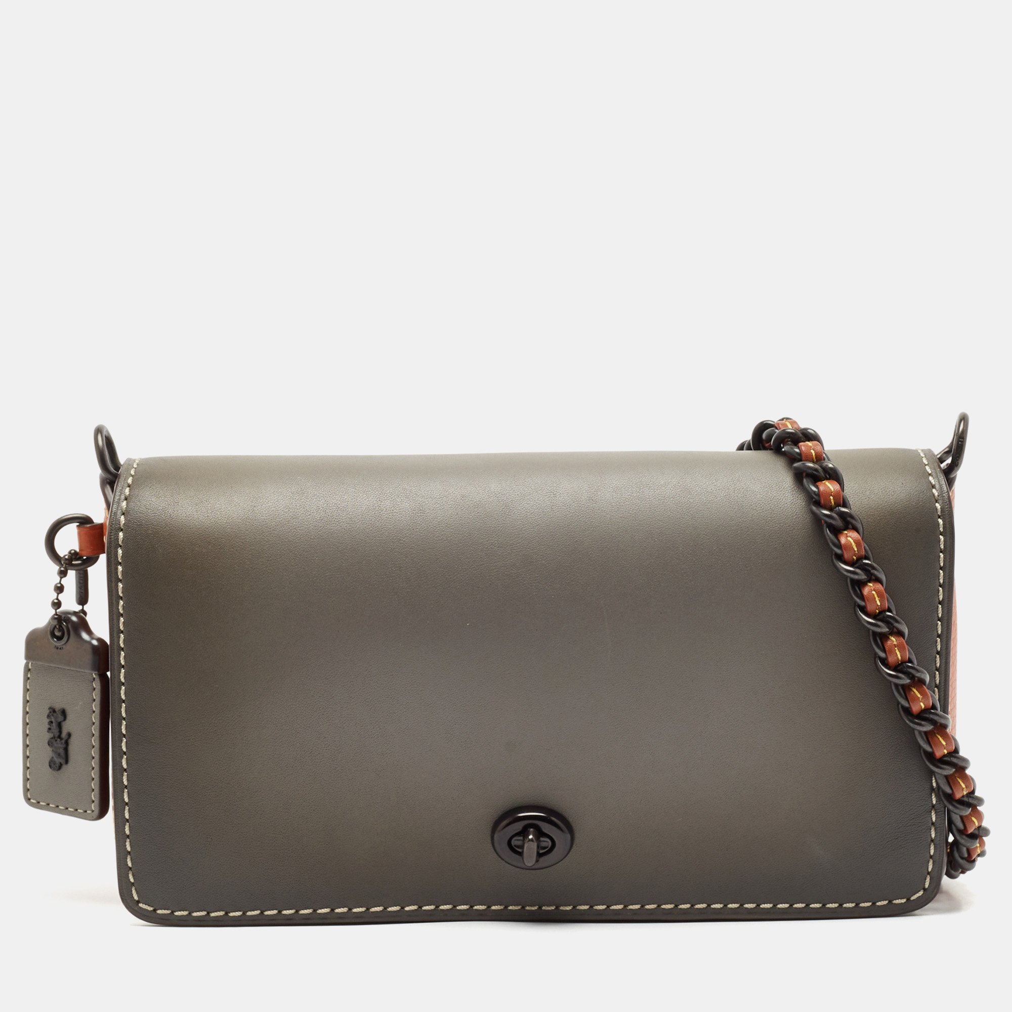 

Coach Grey/Brown Leather Dinky Crossbody Bag