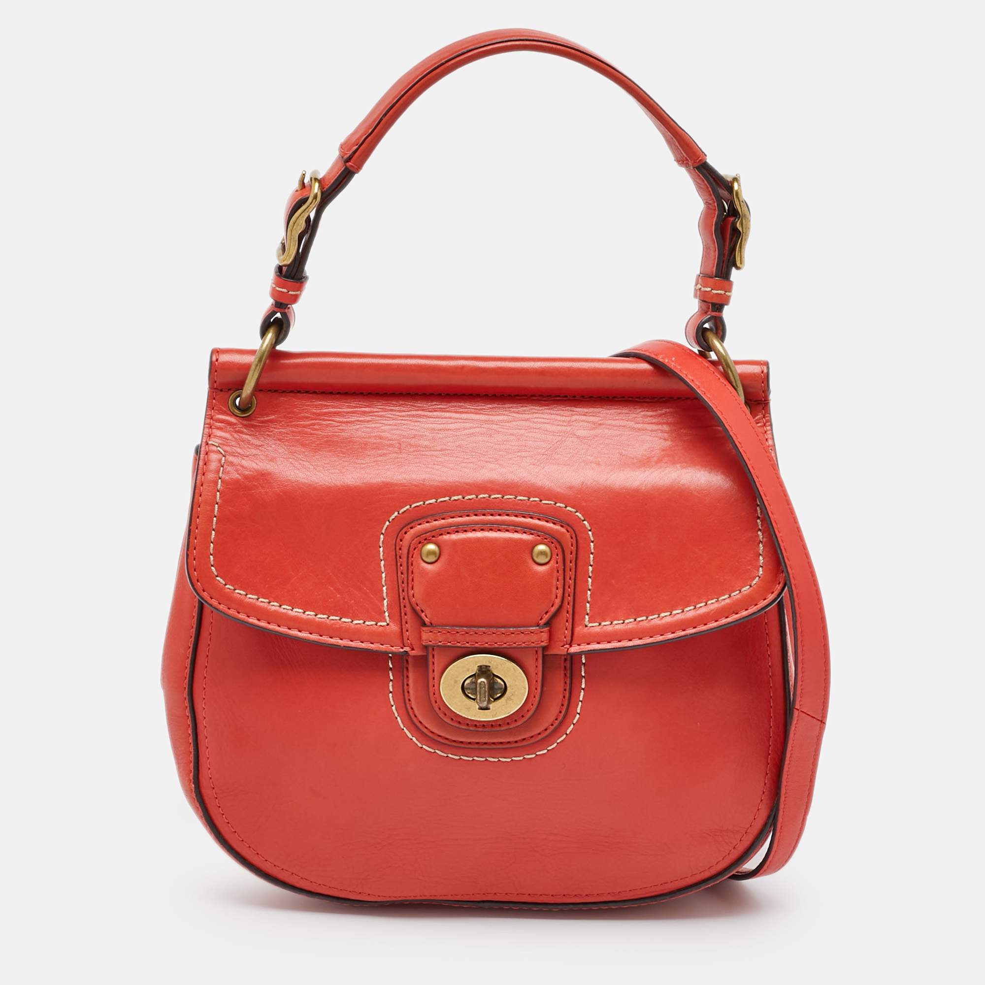 

Coach Orange Leather Willis Legacy Saddle Crossbody Bag