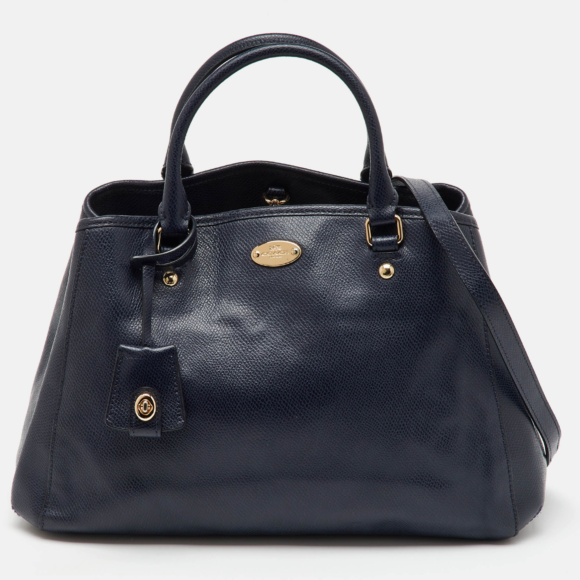 

Coach Navy Blue Leather Margot Carryall Satchel