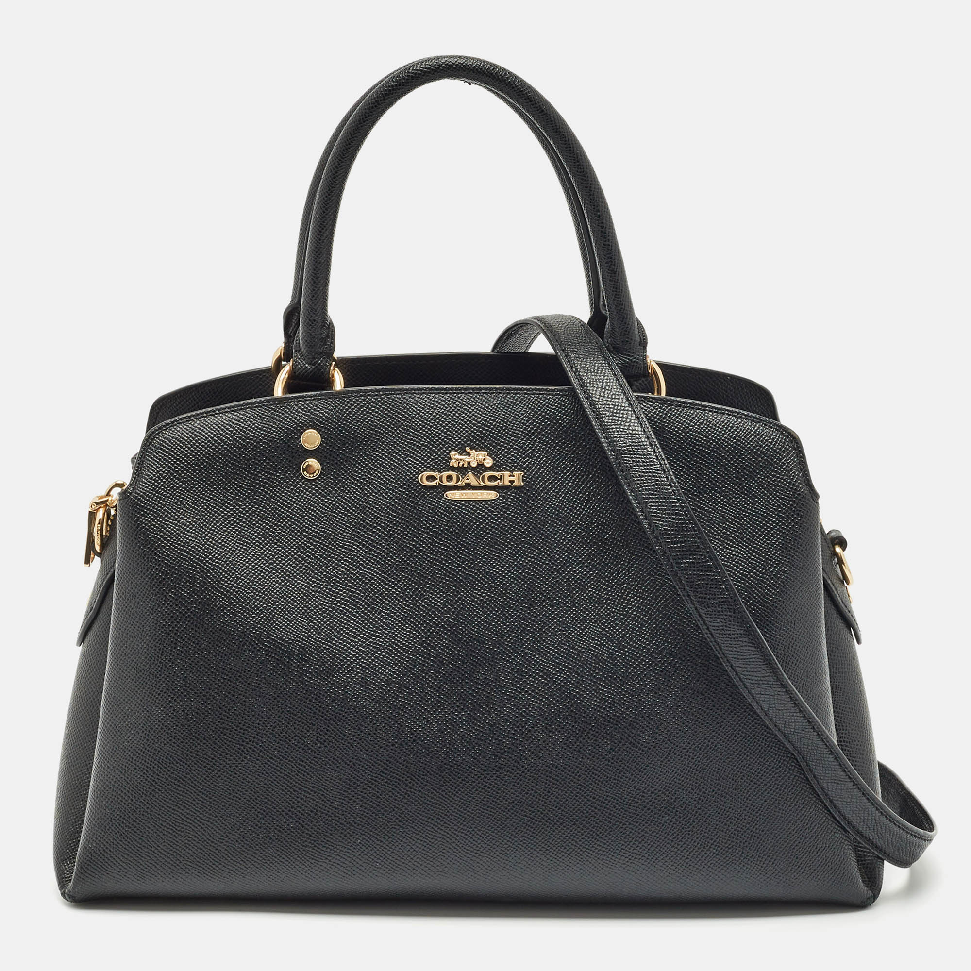 

Coach Black Leather Lillie Carryall Satchel