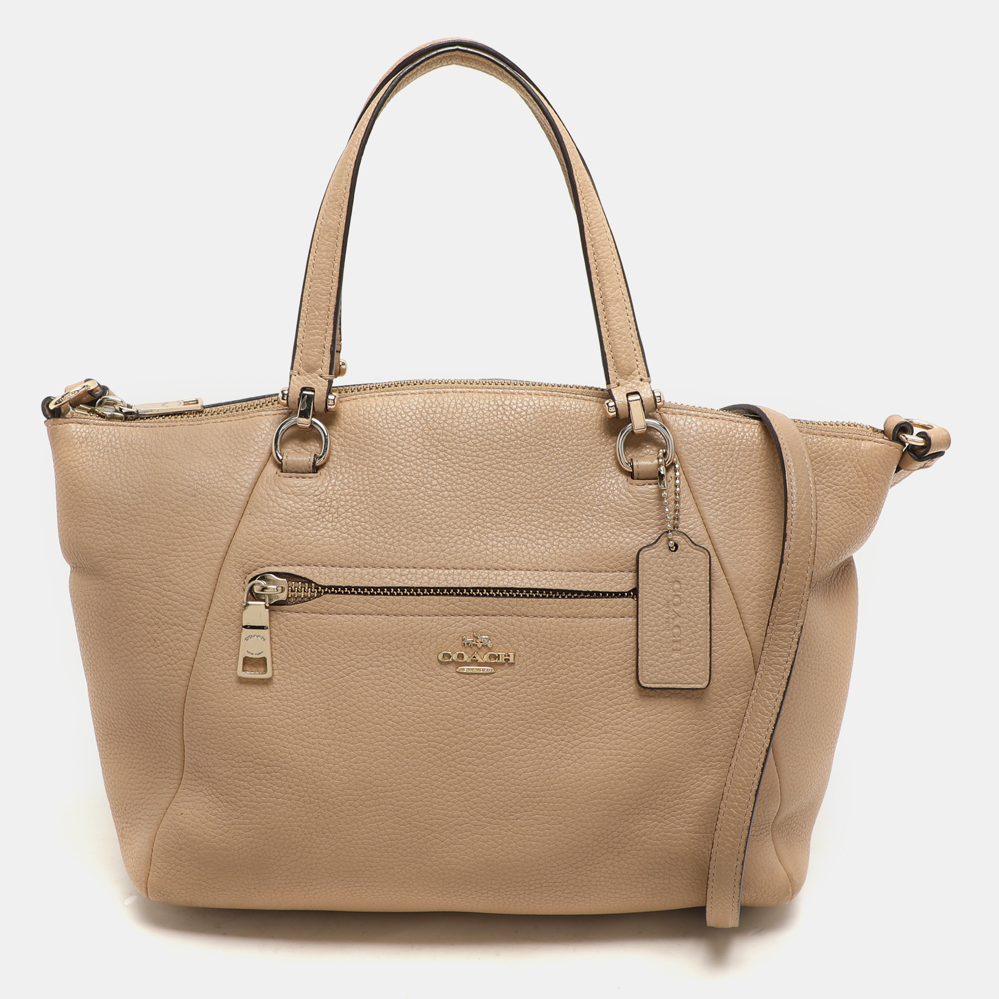 

Coach Beige Pebbled Leather Prairie Satchel
