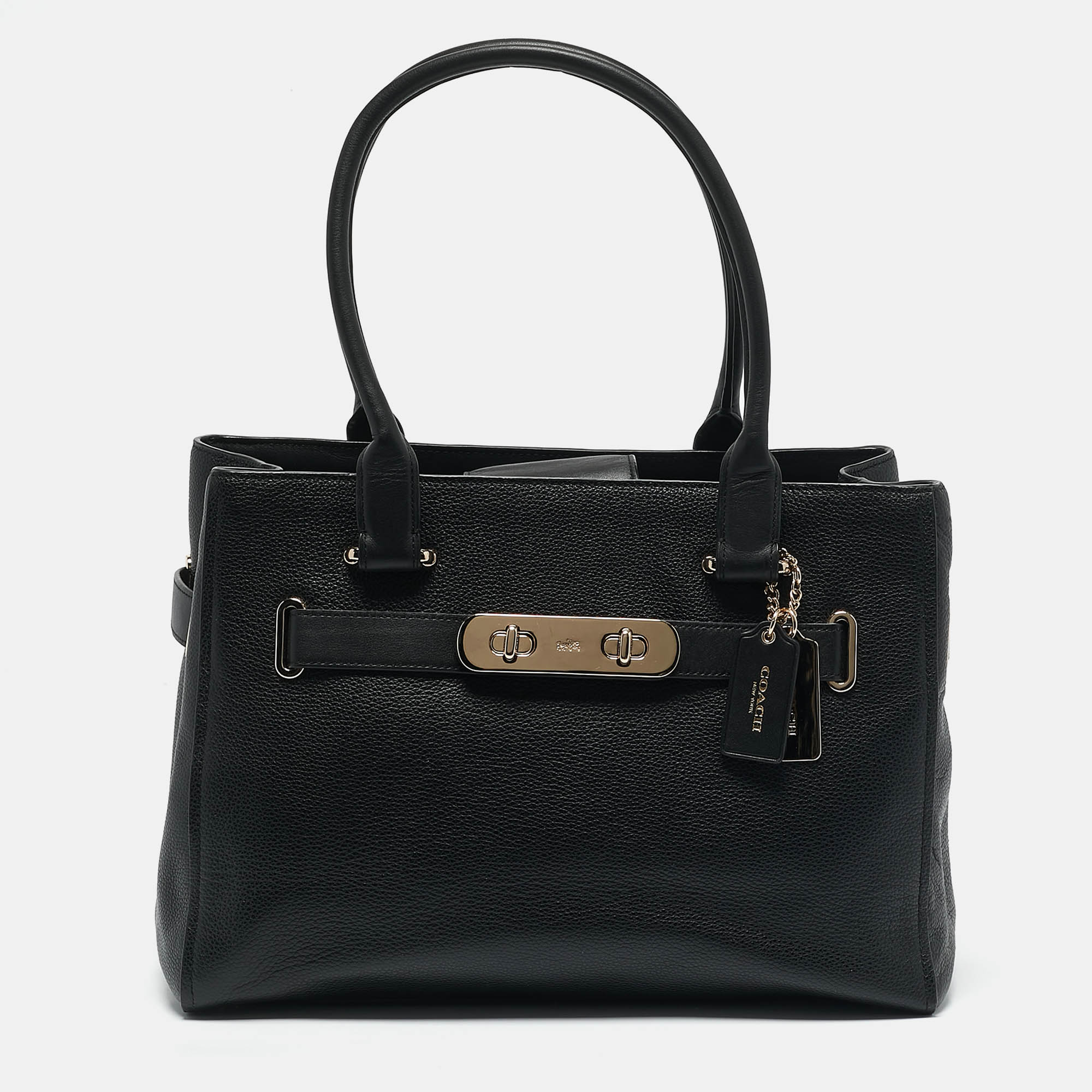 

Coach Black Leather Swagger 33 Tote