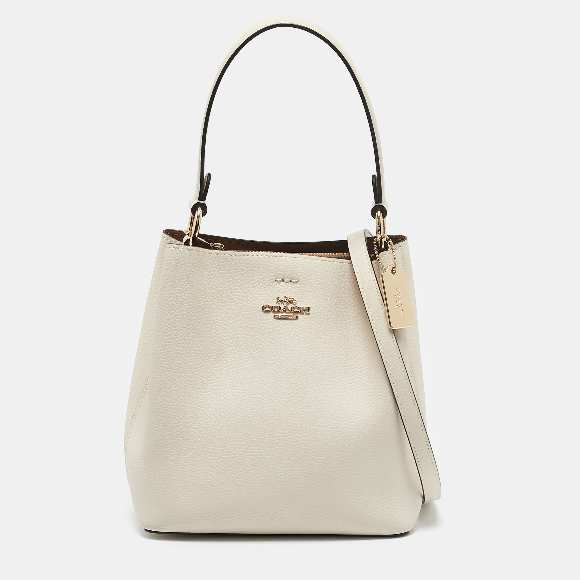 

Coach Ivory Leather Small Town Bucket Bag, White