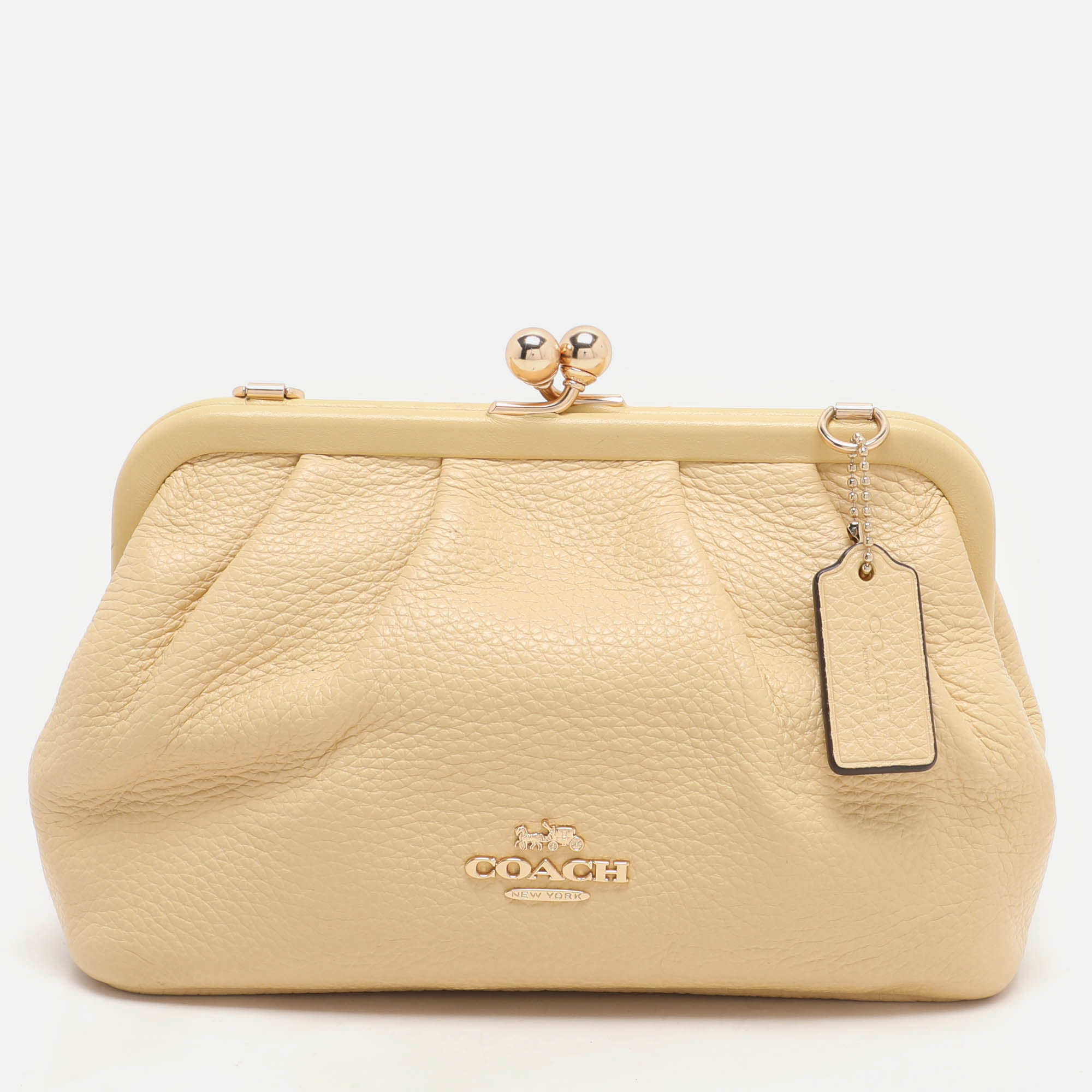 

Coach Yellow Leather Nora Kisslock Crossbody Bag