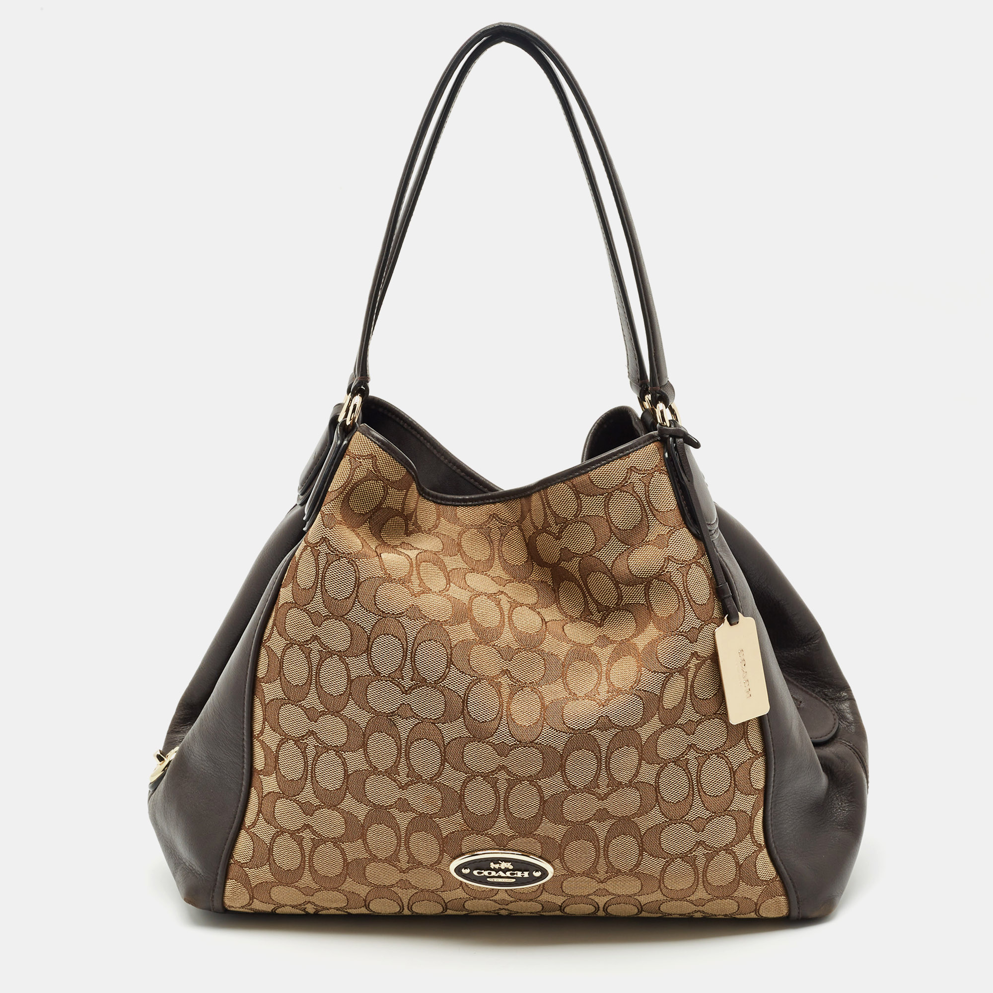 

Coach Choco Brown/Beige Signature Canvas Edie Shoulder Bag