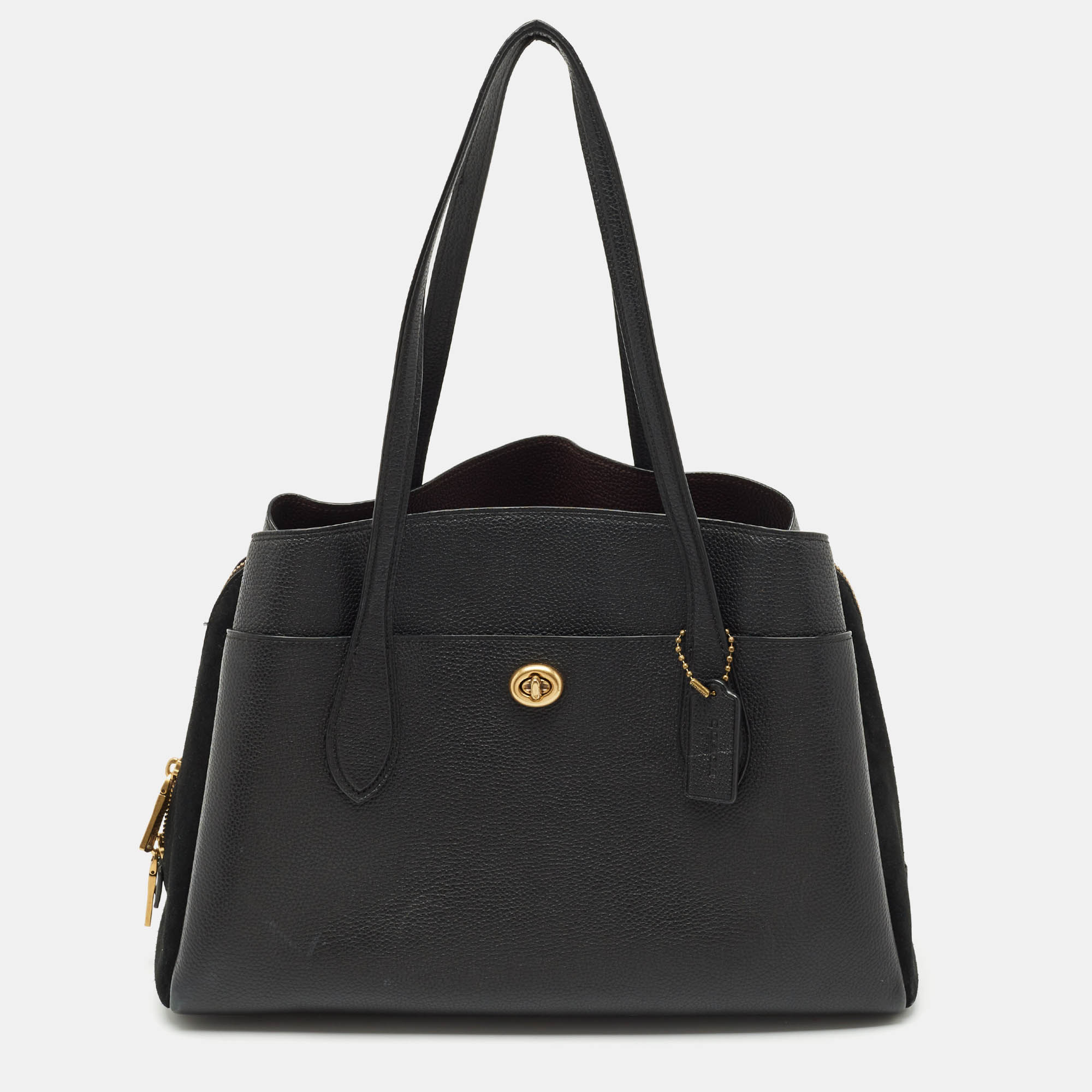 

Coach Black Leather and Suede Lora Carryall Satchel