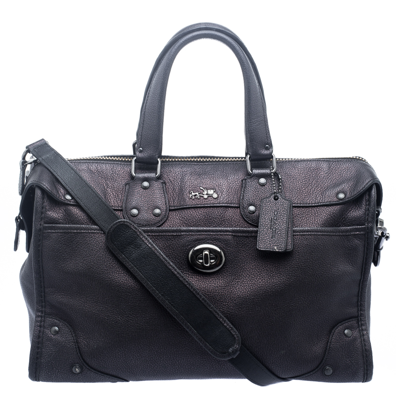 Pre Owned Coach Holographic Leather Rhyder Boston Bag
