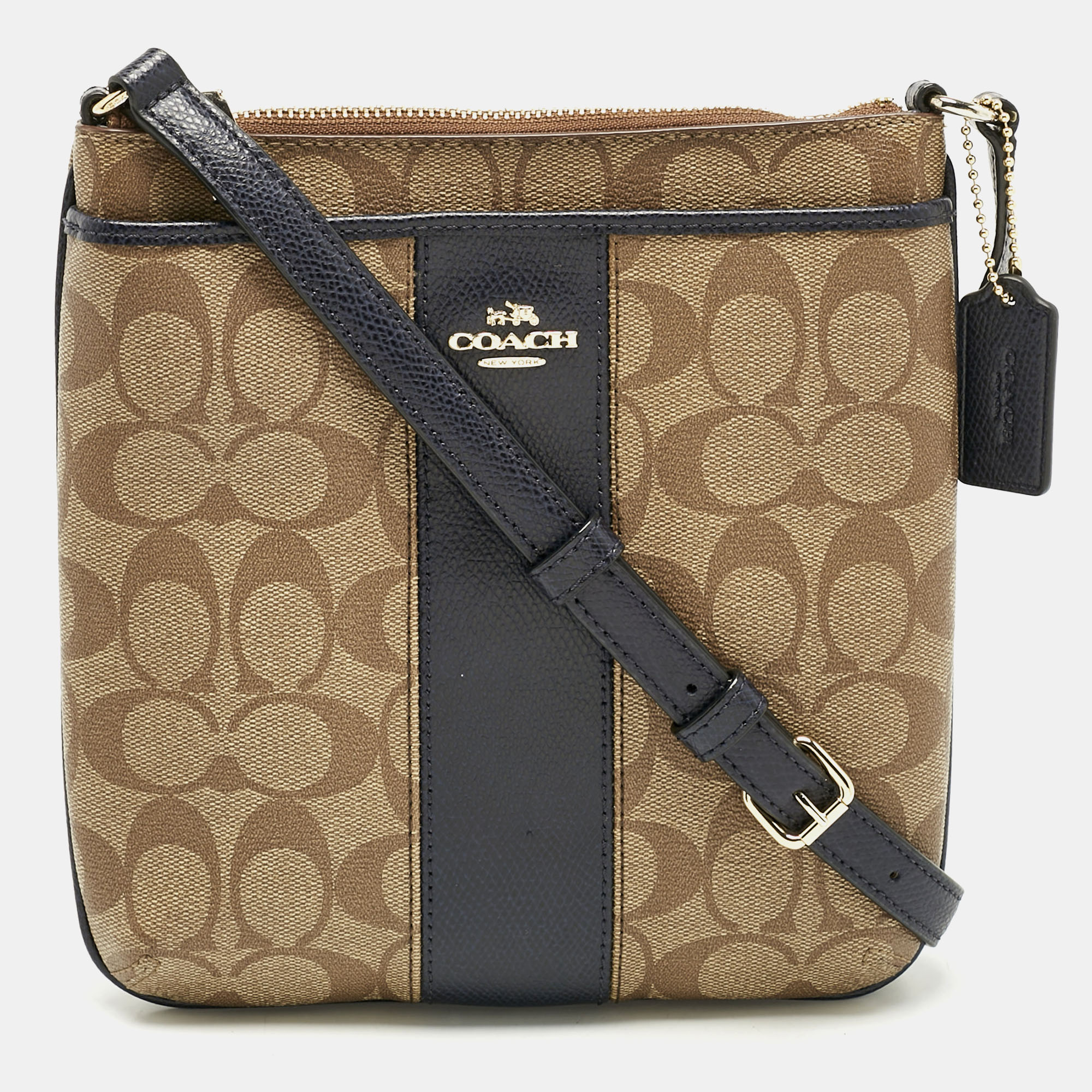 

Coach Beige/Blue Signature Coated Canvas and Leather Kitt Crossbody Bag