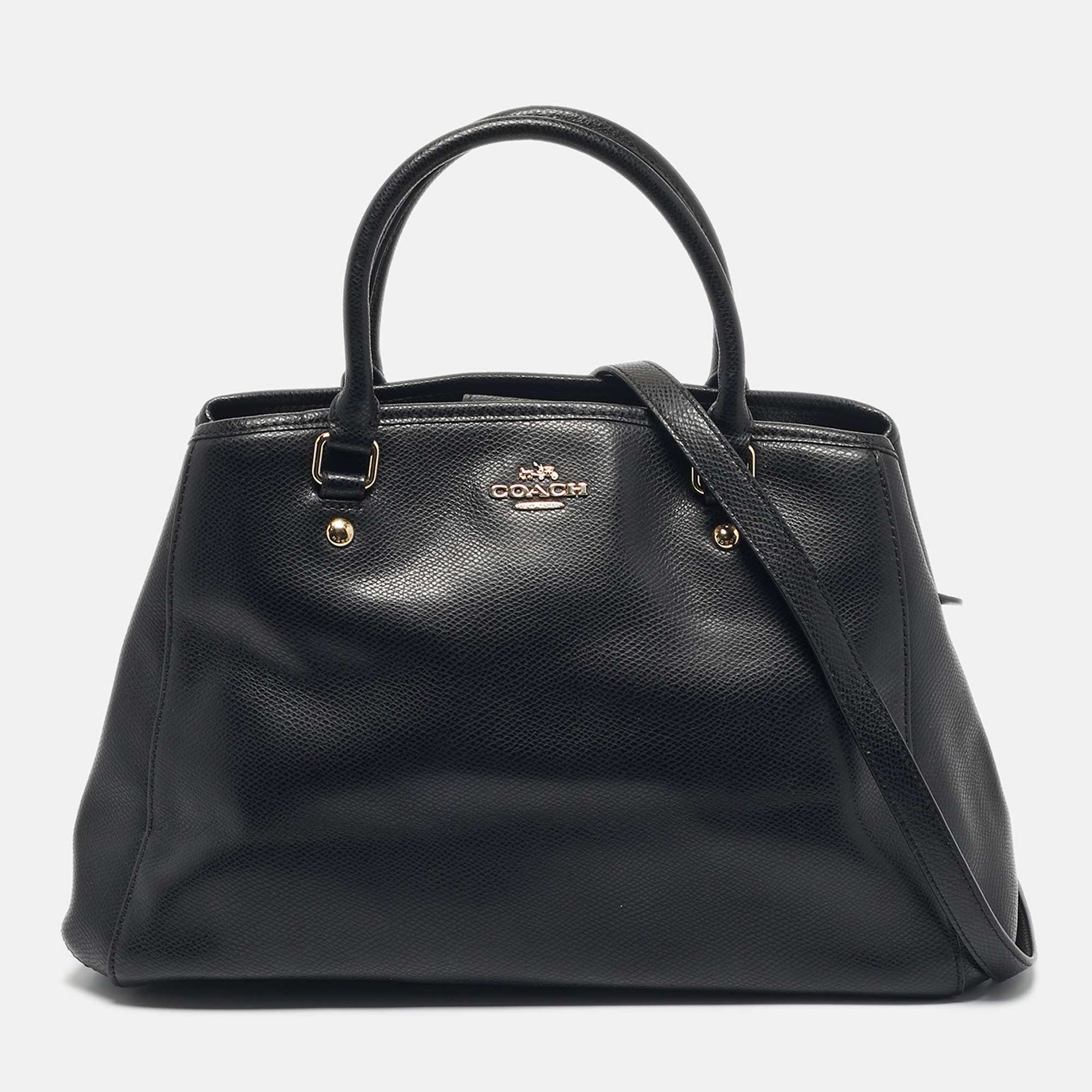 Coach Black Leather Margot Carryall Satchel